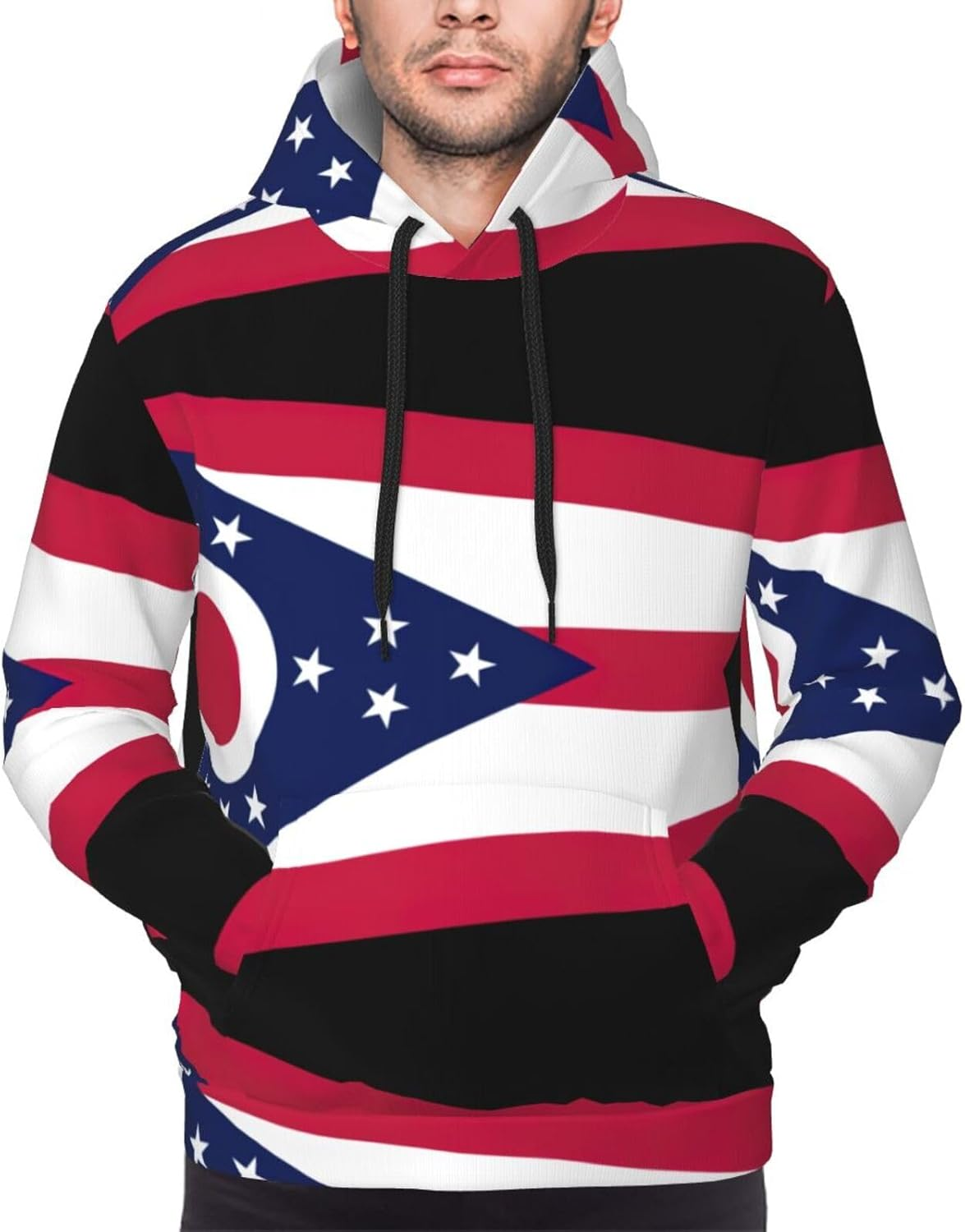 SDEGTHO Ohio State Flag Mens Christmas Oversized Hoodies Classic Hoodie Pullover Hoodies for Men Streetwear Sweatshirts image number 1