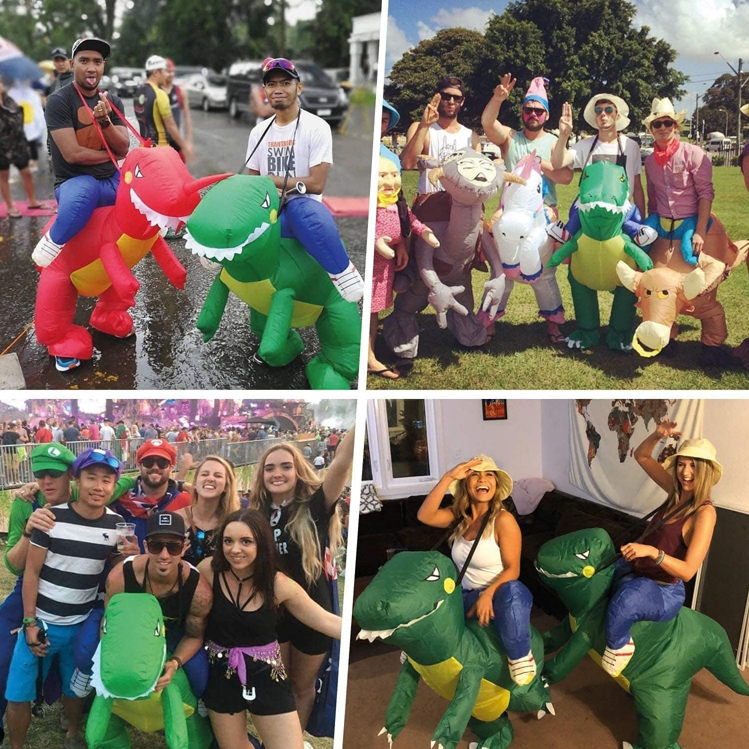 LUVSHINE Inflatable Dinosaur Costume Ride on Green T-Rex Costume Adult Halloween Costumes for Party, Gifts image number 3