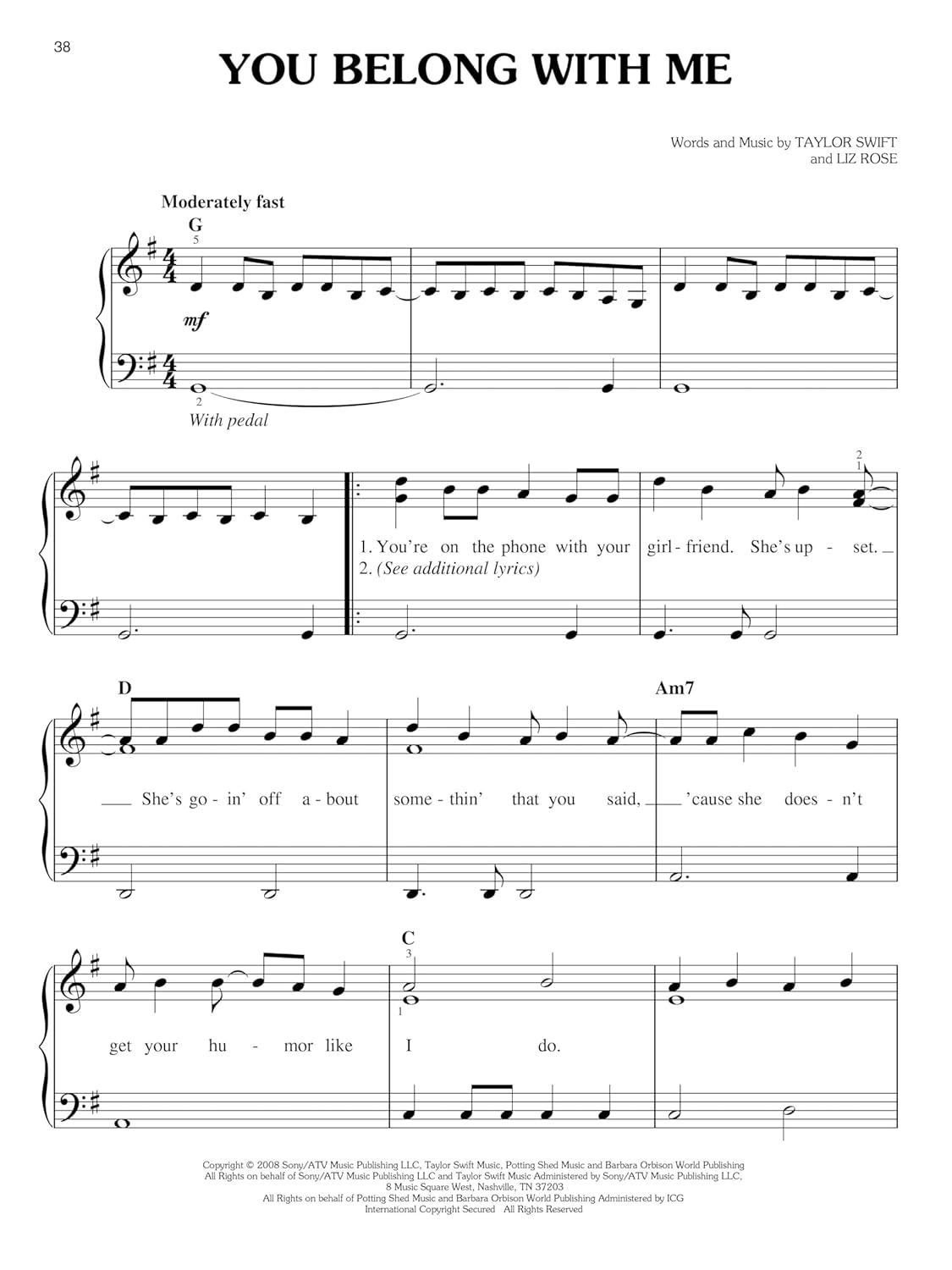 Taylor Swift - Fearless: Easy Piano image number 2