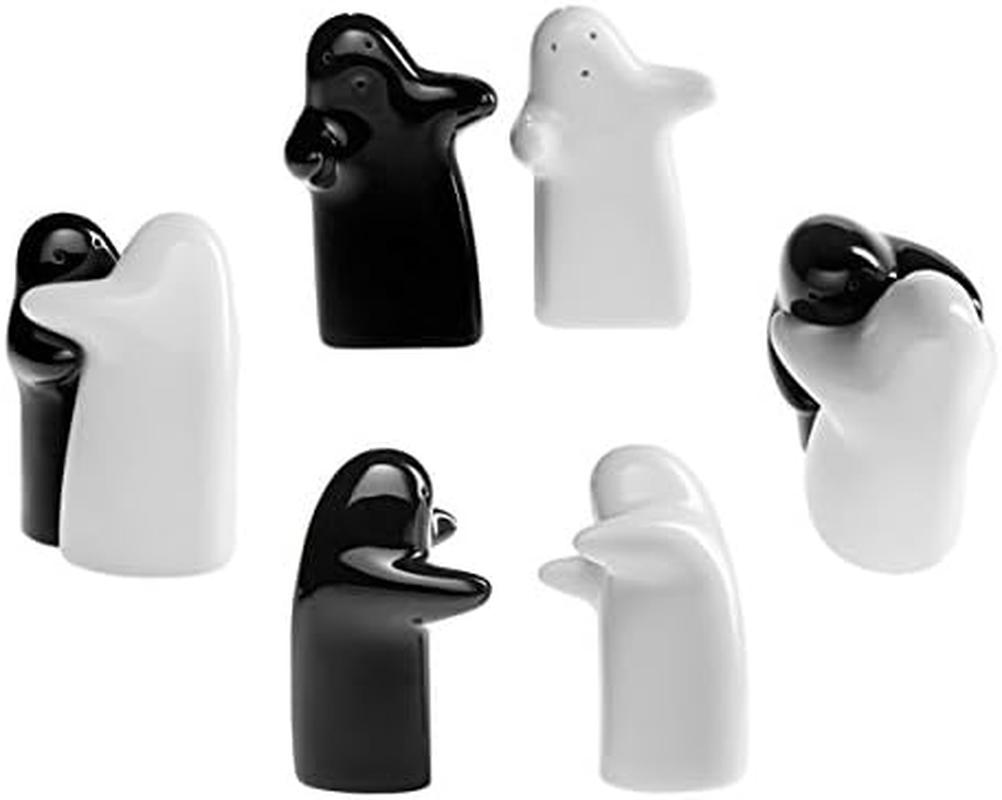 Salt and Pepper Shakers Cute Decorative Novelty. Hugging Shakers Couple Set. Black & White, Modern and Vintage Hug Design - Easy to Refill & Dispense (Seasoning & Spice) - Perfect for Gift, Halloween image number 3