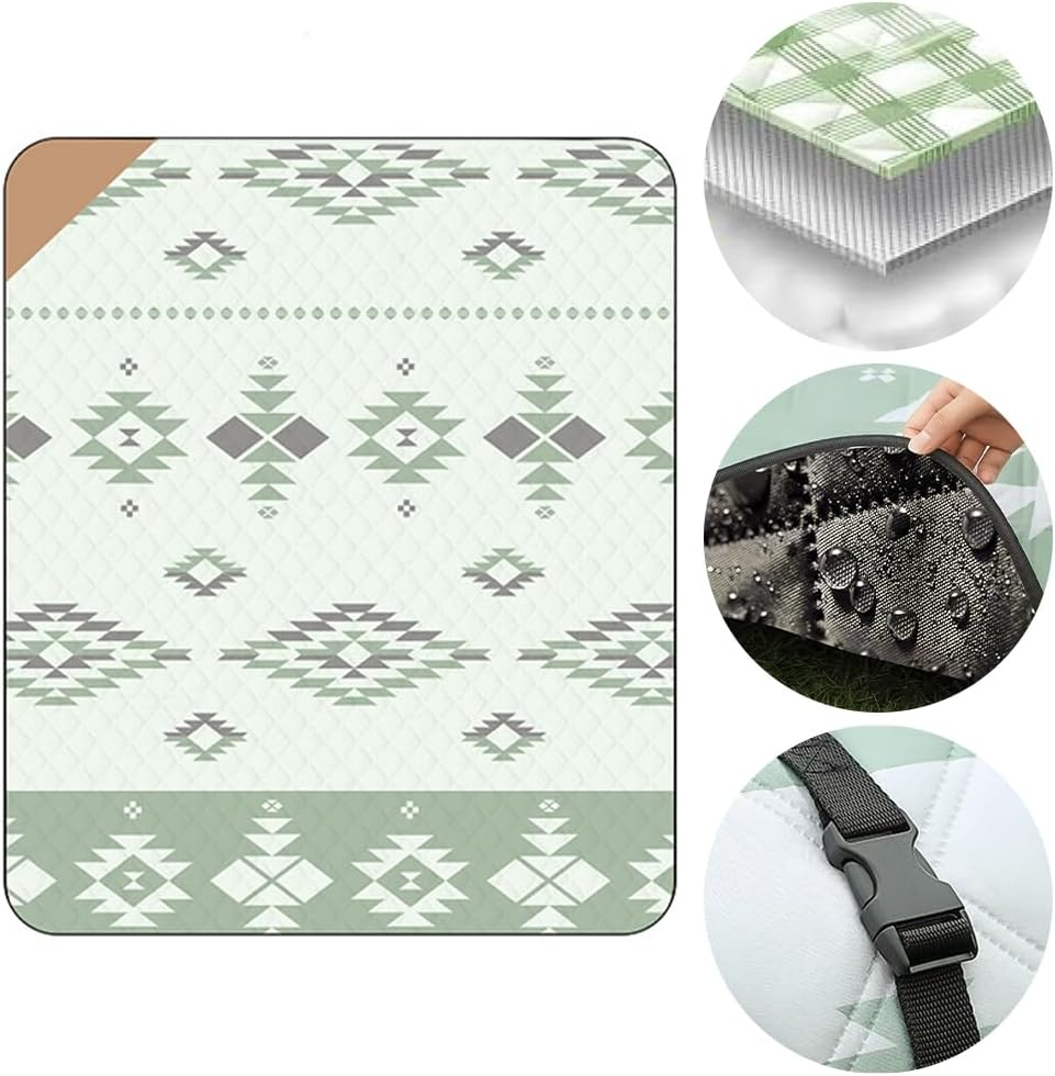 Picnic Mat,Leisure Sheet,Waterproof Foldable Mat,Picnic Blanket,Large Outdoor Blanket,For Grass, Beach,Waterproof Sandproof,Picnic Mat Washable Portable for Camping,Checkered Pattern image number 4