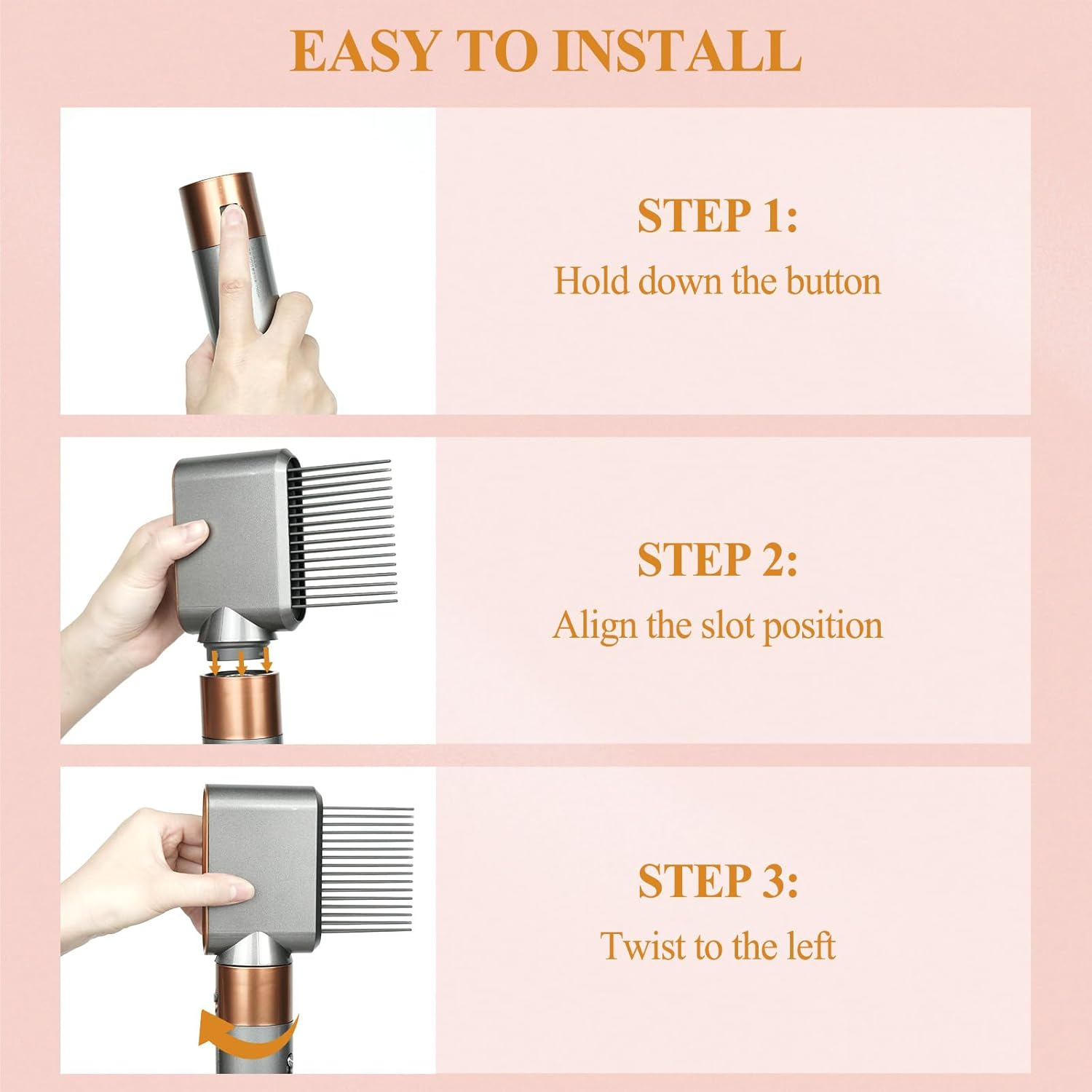 YTCHYYSK Wide-Tooth Comb Pre-Styling Dryer Nozzle Attachment Replacement Compatible with Dyson Airwrap, Part No.971894-04, Nickel/Copper image number 2