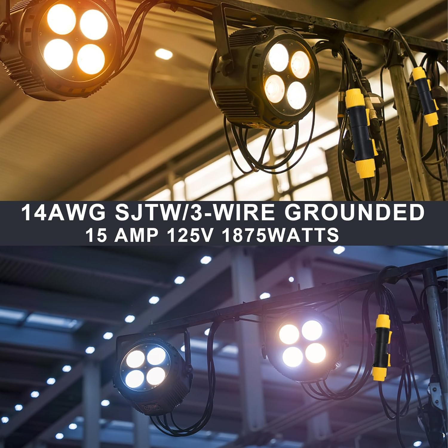 Powercon Ture1 NAC3MX-W to 3X NAC3FX-W Splitter Extension Cable 3 Ways Powercon Male to Female Cords 14 Gauge 3FT Heavy Duty