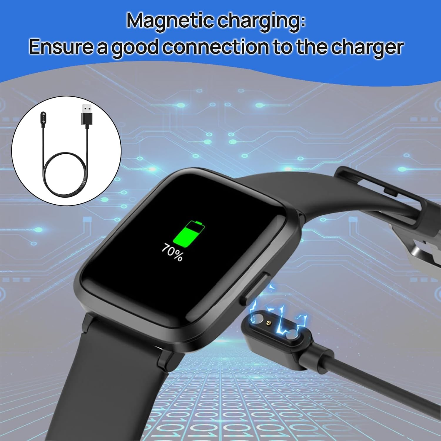 2Pcs Watch Magnetic Charging Cable, Smart Watch Charging Cable, Magnetic Charger Cable, Charging Cable Smart Watch Compatible with Fitpolo, Smart Watch Charger Compatible with IDW13/IDW16/IDW19 image number 5