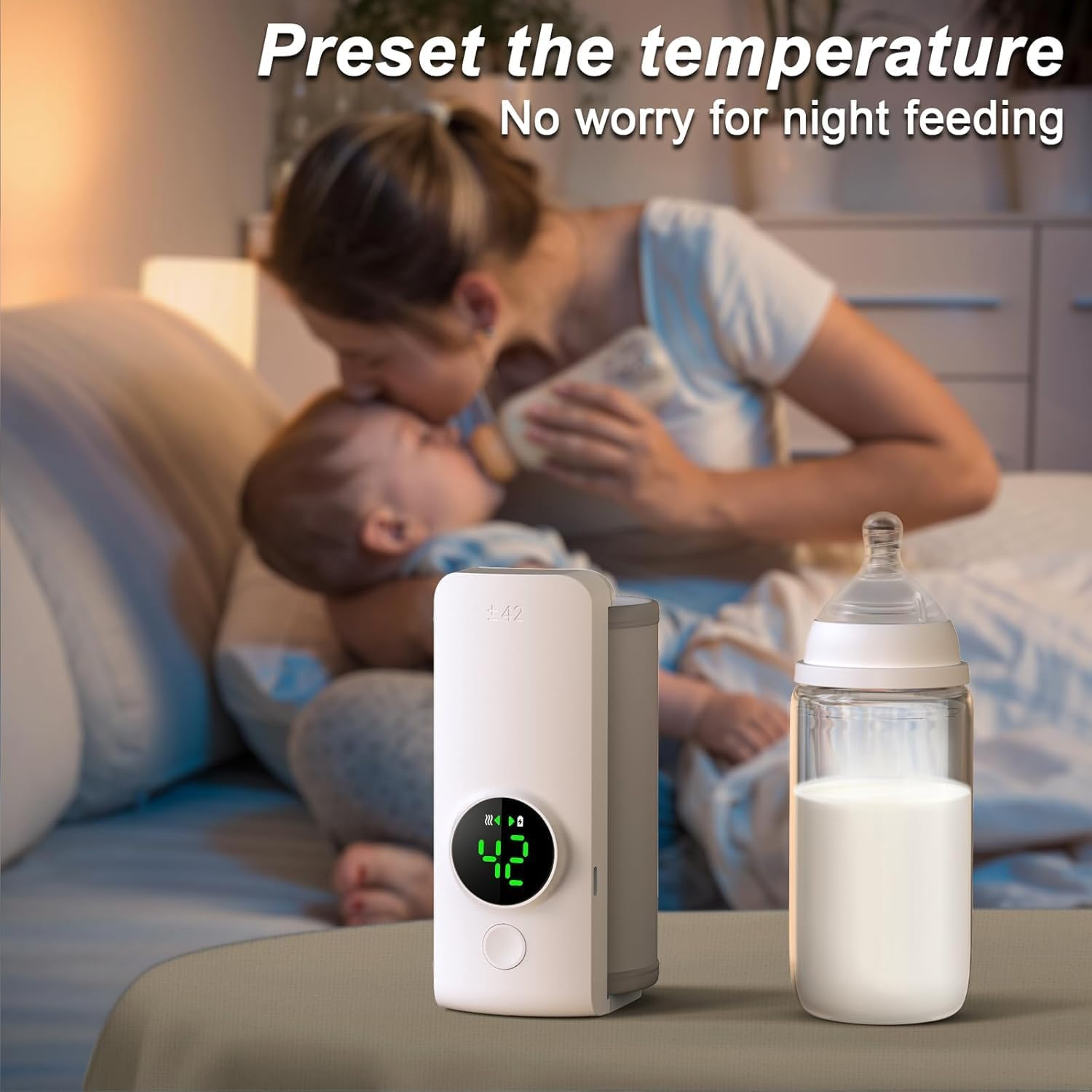 Aymxcls Fast Heating Baby Bottle Warmer, Travel-Easy, 18W Fast Charging, 6-Speed Temperature Control, 360 Degree Wrap Even Warming,Ensuring Baby Needs image number 2