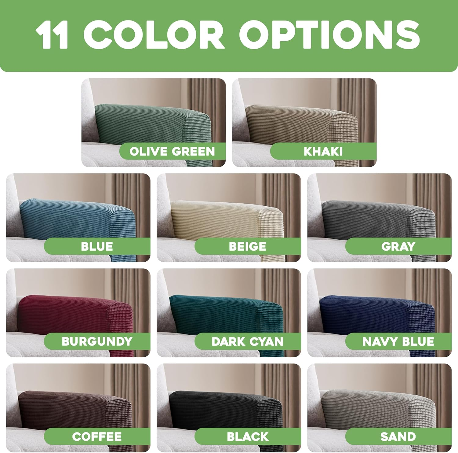 Couch Arm Covers for Chairs Stretch Armchair Cover Polyester Office Chair Armrest Covers for Sofa, Anti-Stain Arm Chair Slipcover Washable Chair Arm Covers Protectors - Black - Pack of 2 image number 5