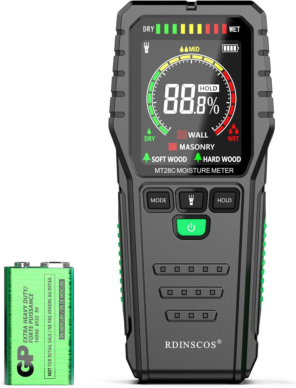 Pinless Wood Moisture Meters Drywall Mold Moisture Detector for Lumber Concrete Building -Wall Moisture Sensor Digital Humidity Tester for Firewood