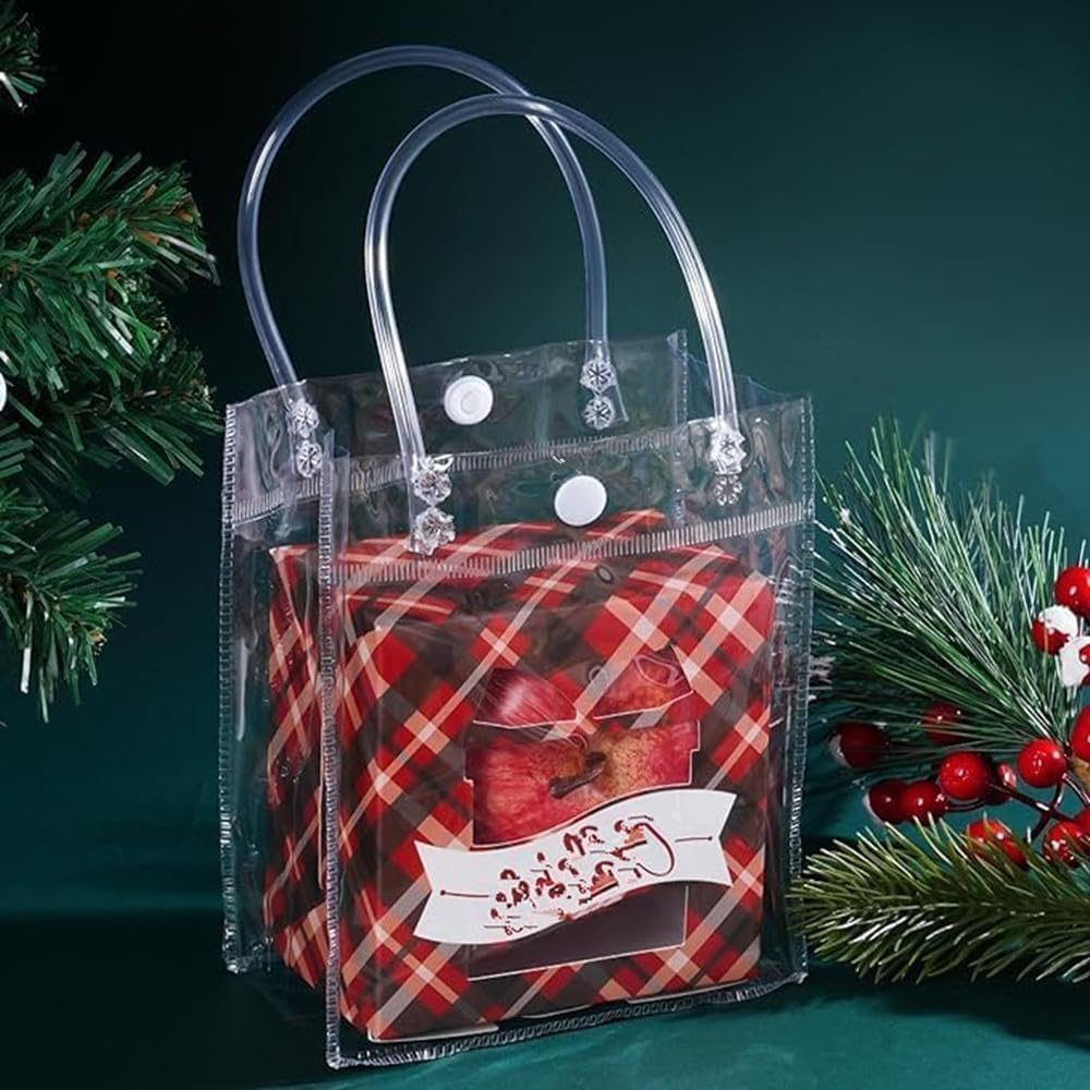 12 Pack Reusable Clear PVC Tote Bag, Tote Transparent Gift Wrap Waterproof Shopping Bags Party Gift Bags for Wedding Candy Bags Party Favor Shopping Retail Jewelry image number 5