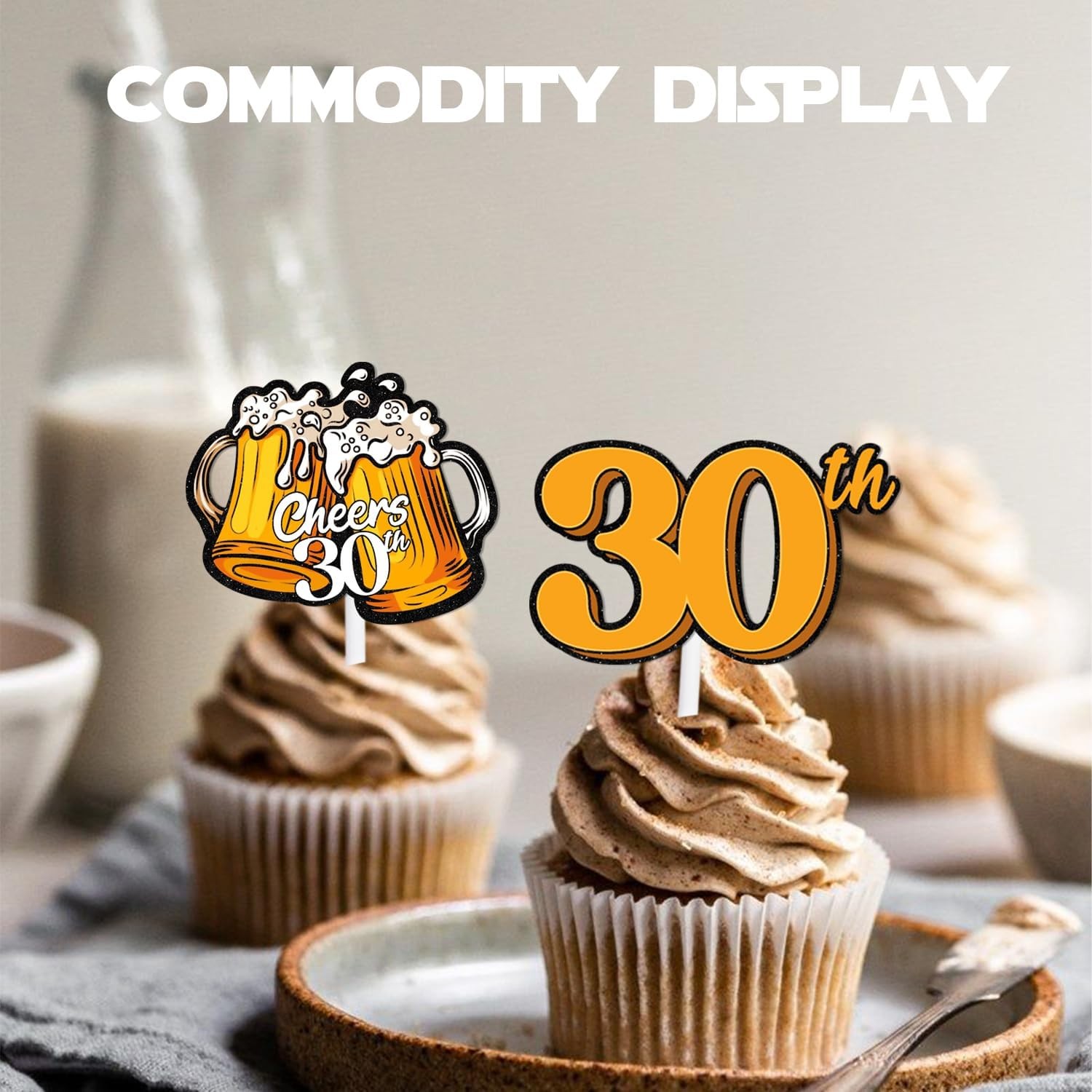 S-Cp-1030Ice Cream Fruit Dessert Cupcake Topper Colorful Glitter Happy Birthday Sensory Pop Game Theme Decor Supplies Baby Shower Boys Girls Birthday Party Decorations