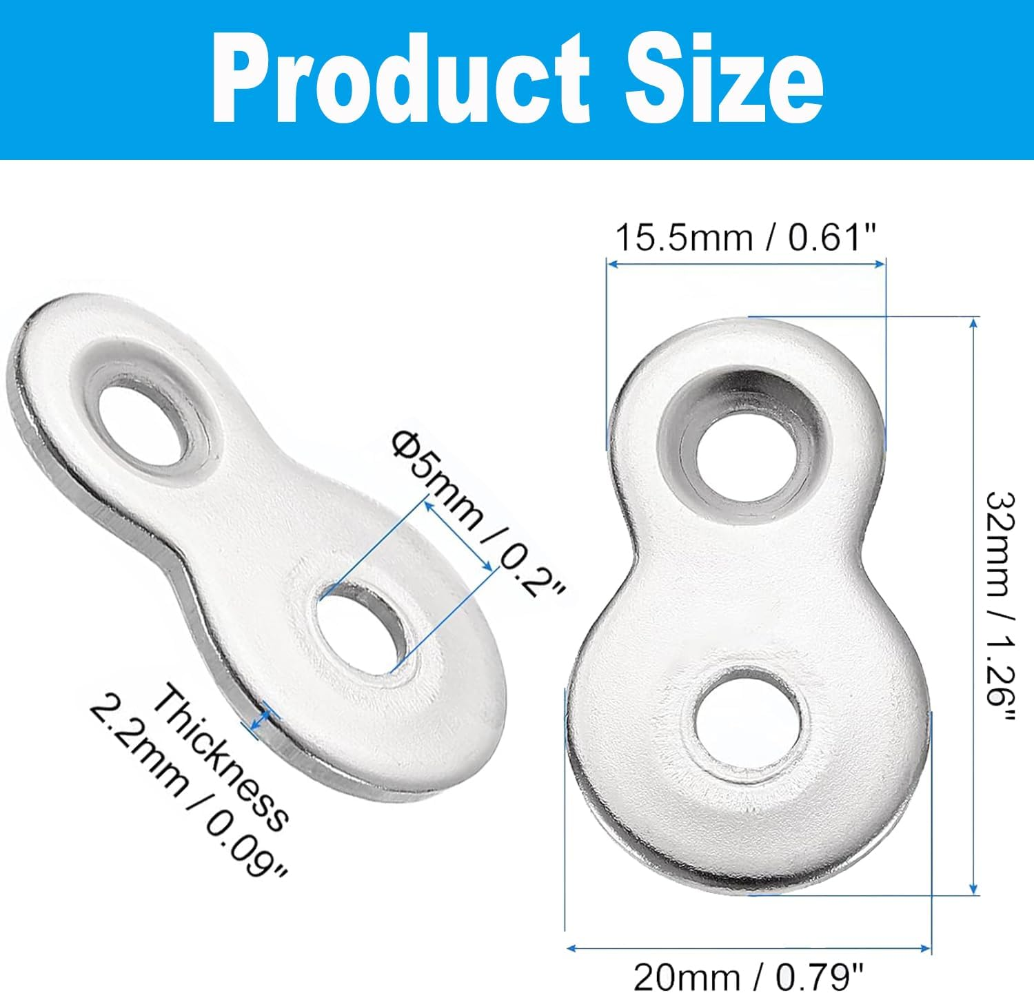 BEANPRECOY 20Piece Figure 8 Steel Fasteners Heavy Duty Table Top Connectors for Desk and Chair Repair Heavy Duty Desk and Chair Repair Hardware Easy Install (Silver/Black) - Black image number 3