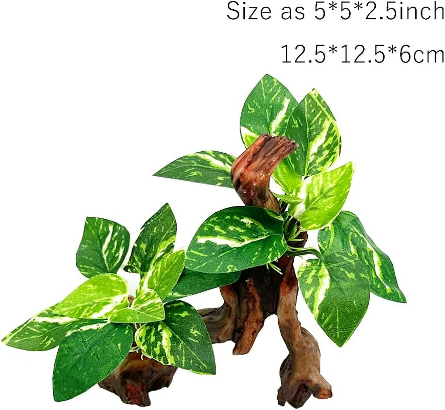 Smoothedo-Pets Fish Tank Decor Aquarium Decorations 5Inch Ornaments Betta Silk Leaf Pad Hammock Artifical Driftwood Cave Goldfish Bowl Accessories (Type-C) image number 2