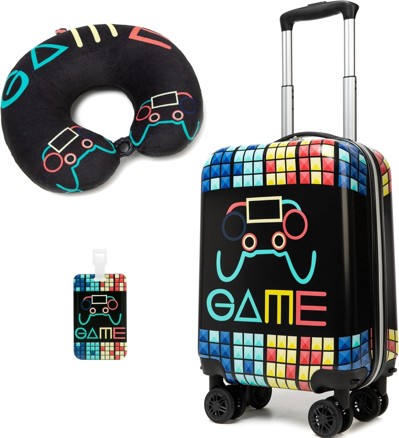 Homskiii Kid'S Luggage Set 2 Piece Suitcase Set 16" Hardside Luggage with Spinner Wheels Girls Boys Carry on Luggage Airline Approved, 4008, 16Inch