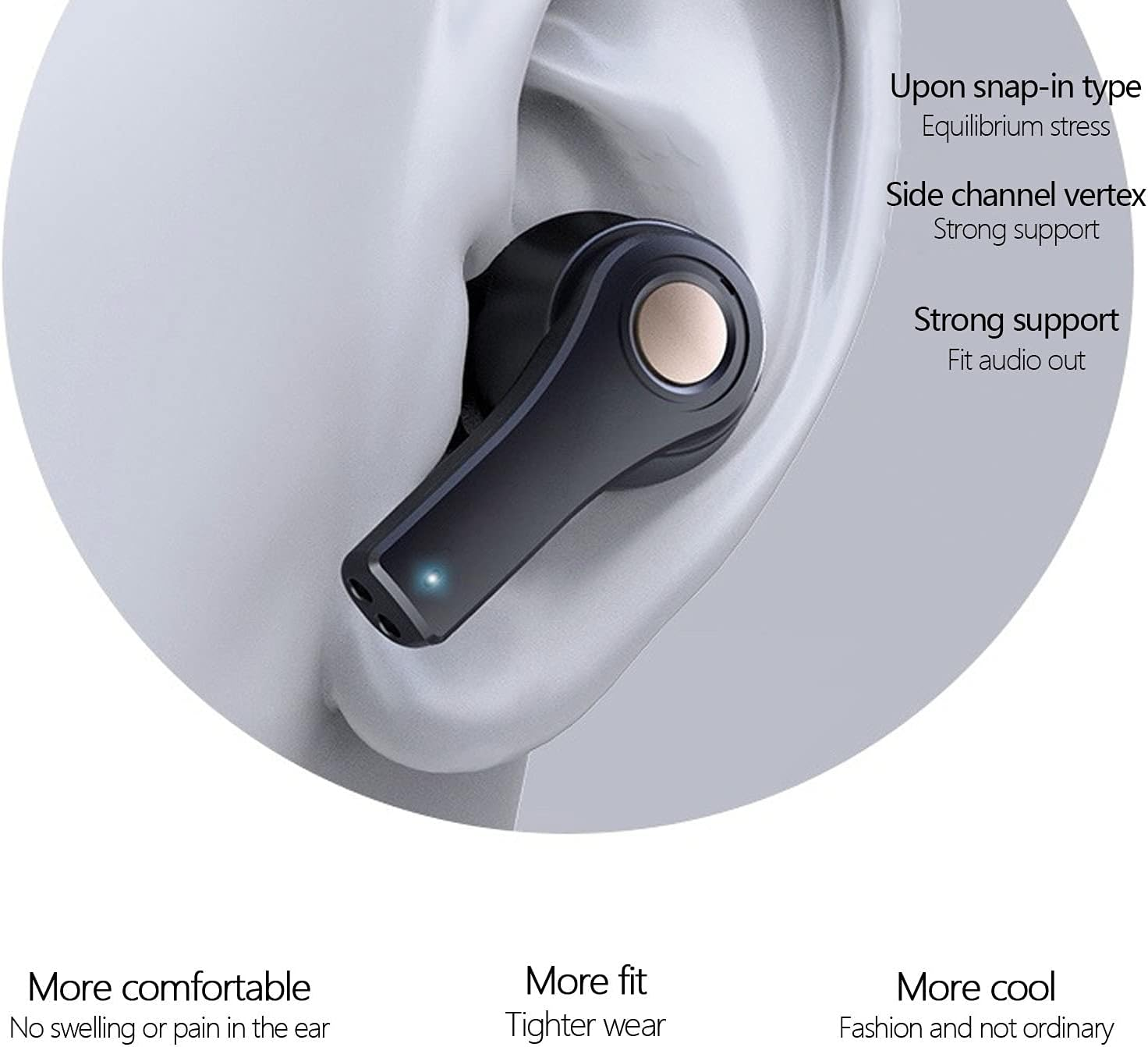 Dilwe TS-100 True Wireless Earphones, Touch Control Bluetooth 5.0 Headphones with Wireless Charging Case, Noise Cancelling Headset, In-Ear Headphones image number 5