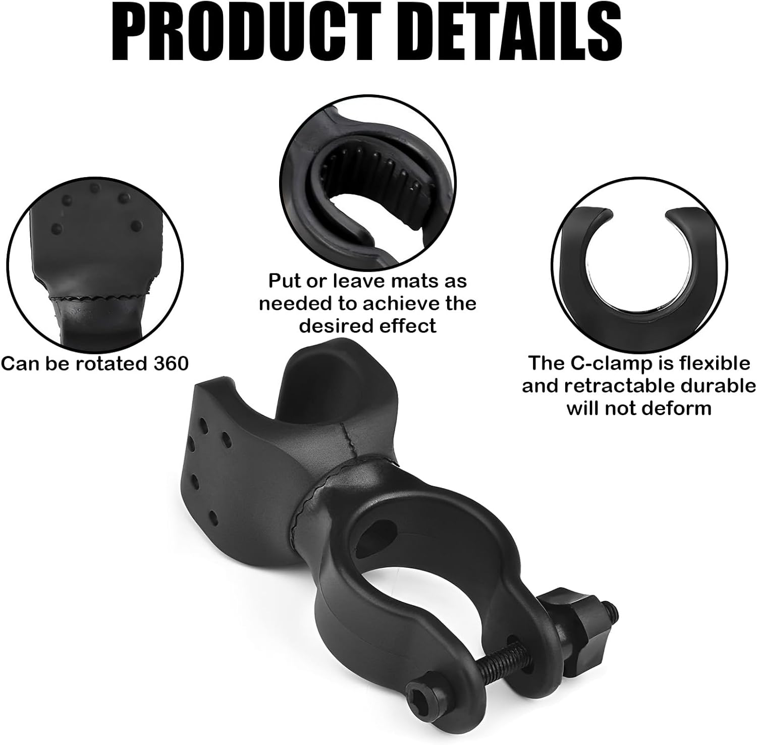 2Pcs Walking Stick Holder, Crutch Holder for Mobility Scooter with 360 Degree Rotatable Clip, Walking Stick Holder for Mobility Scooter, Easy Attach Mobility Scooter Accessories UK