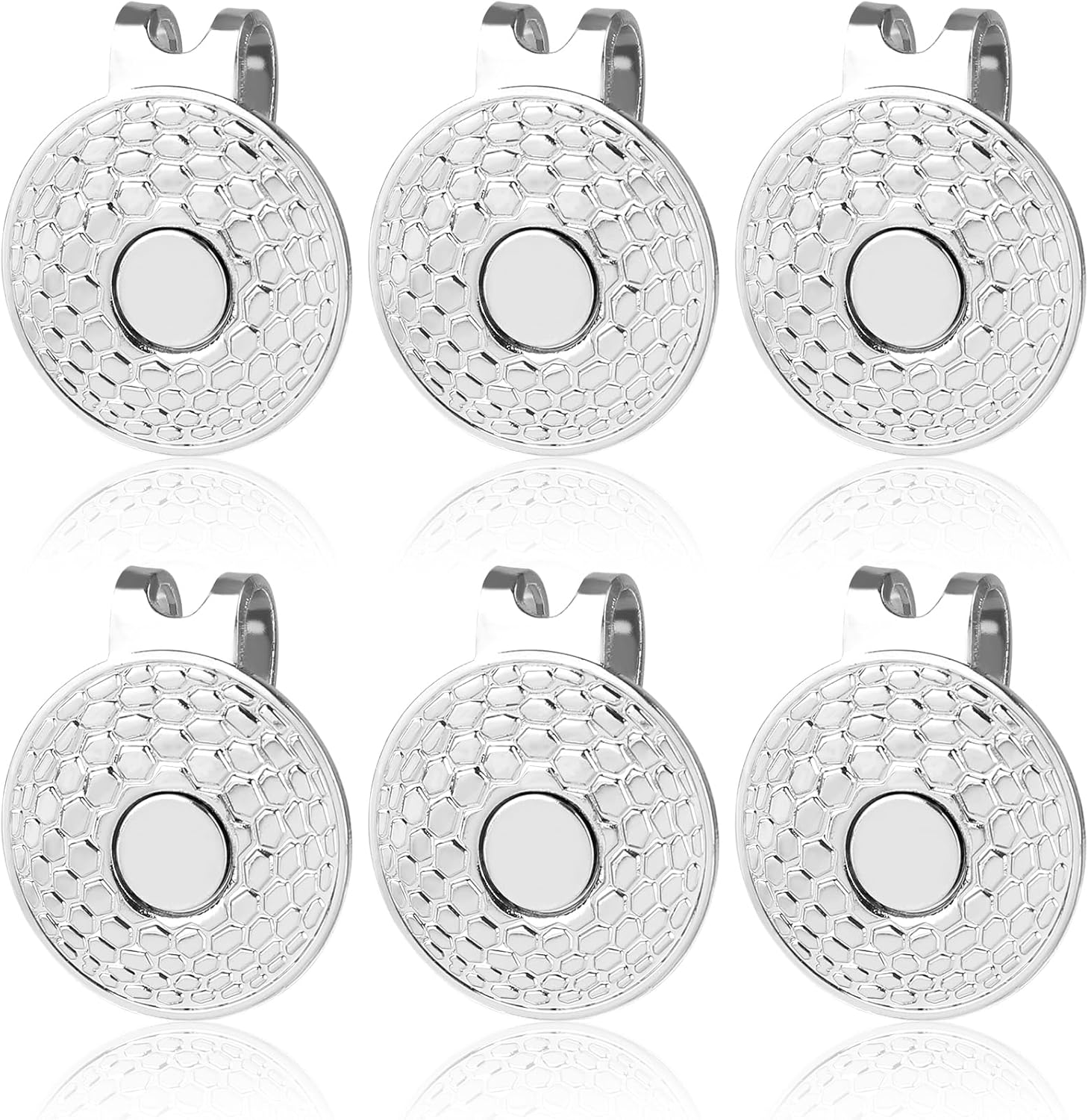XIHIRCD 6Pcs Golf Hat Clip with Pattern, Strong Magnet Golf Ball Marker Magnetic Ball Marker Metal Holder for Golf Hats Caps Pants Gloves Belts Golf Accessories Women Men Gifts