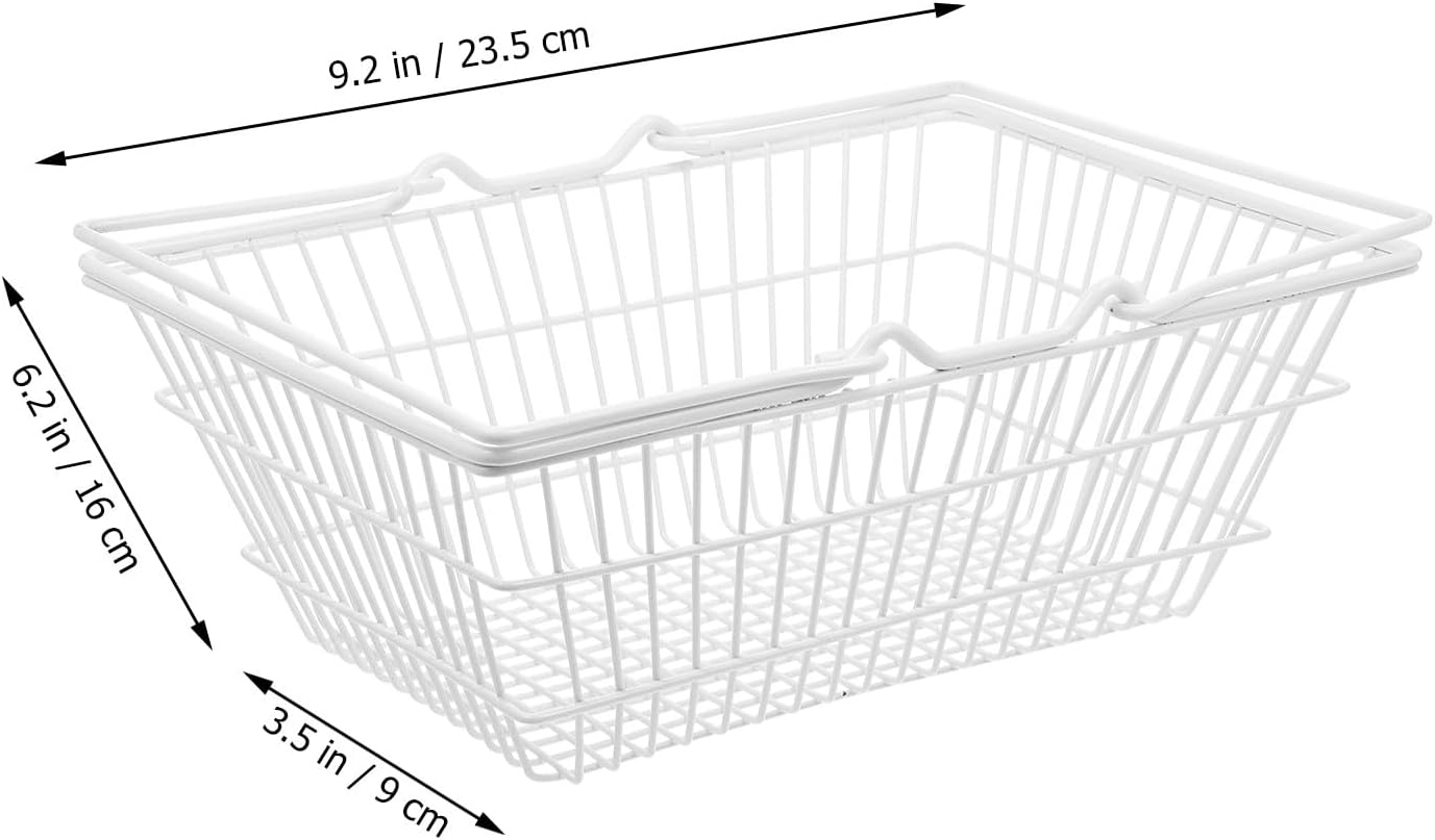 Generic Portable Handheld Shopping Basket with Handle, Large White Storage Basket for Home Organization and Desktop Cosmetics Storage, image number 2