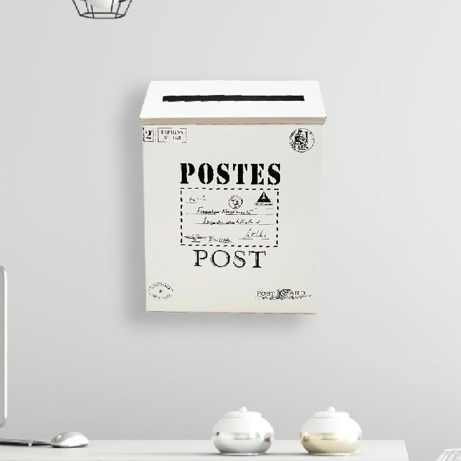 Generic Vintage Wall Mounted Mailbox with Newspaper Slot for Outdoor Use, Beige image number 5