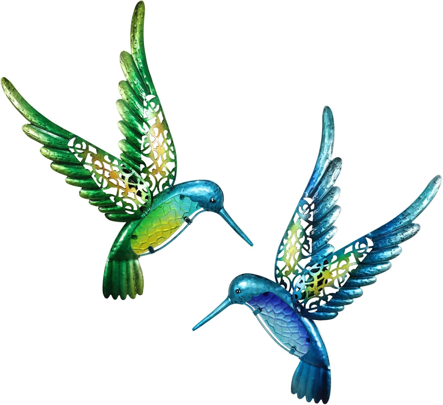 HONGLAND Metal Hummingbird Wall Art 15Inch Metal Birds Wall Sculpture Garden Decoration Outdoor Statue Patio Fence Hanging Plaques 2 Pack image number 3