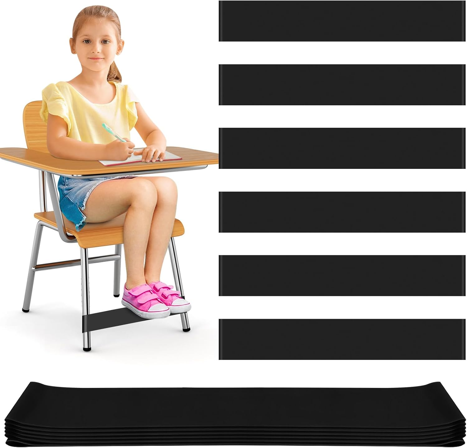 6 Pack Chair Bands for Kids with Fidgety Feet - Sensory Room Must Haves for ADHD and Autism - Classroom and Home Chairs Fidget Tools image number 3