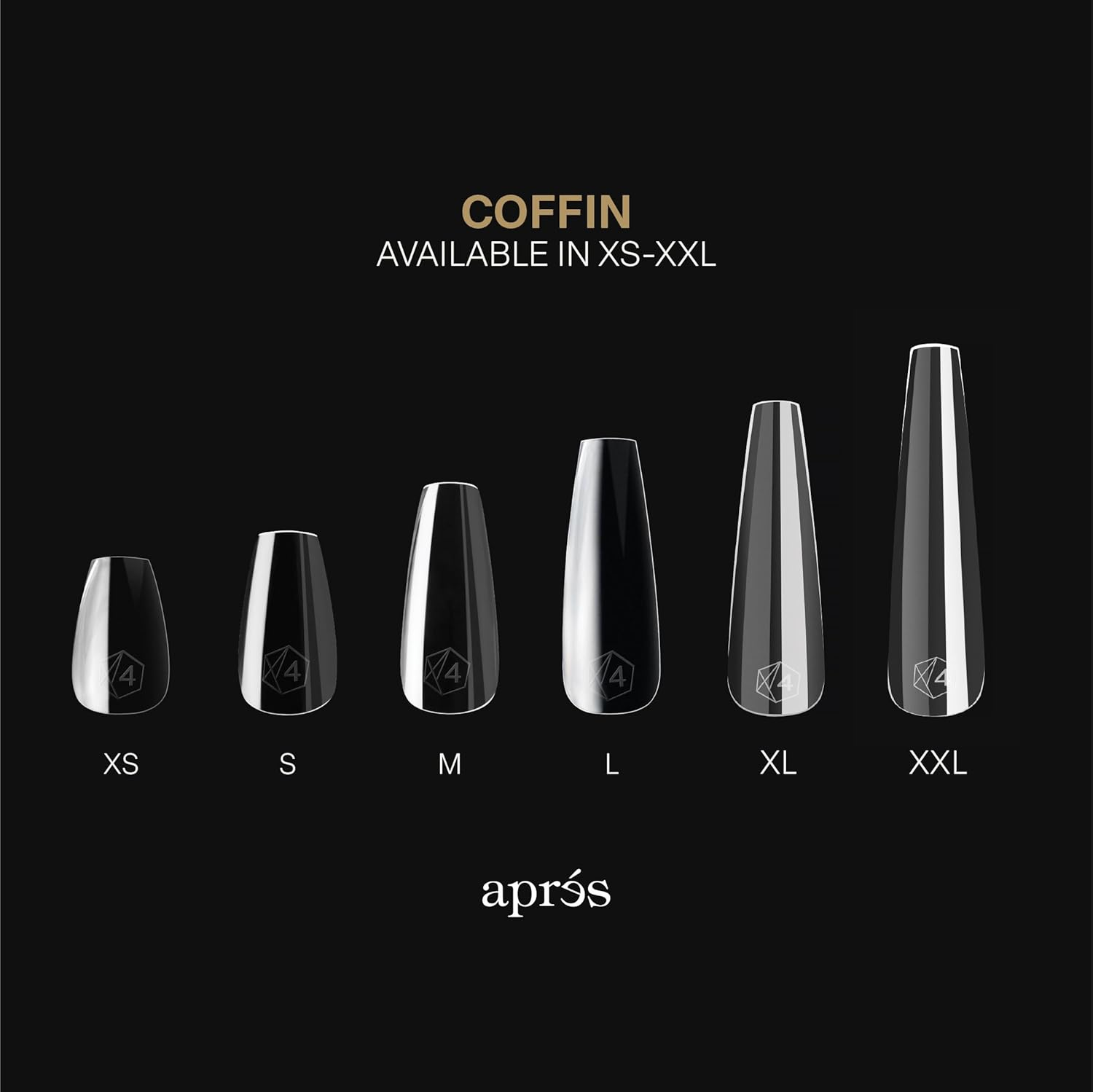 APR&Eacute;S Apres Gel-X Coffin Nail Tips Box, 280 Soft, 14 Sizes 00-9, Media Included (Natural Medium, Count) image number 4