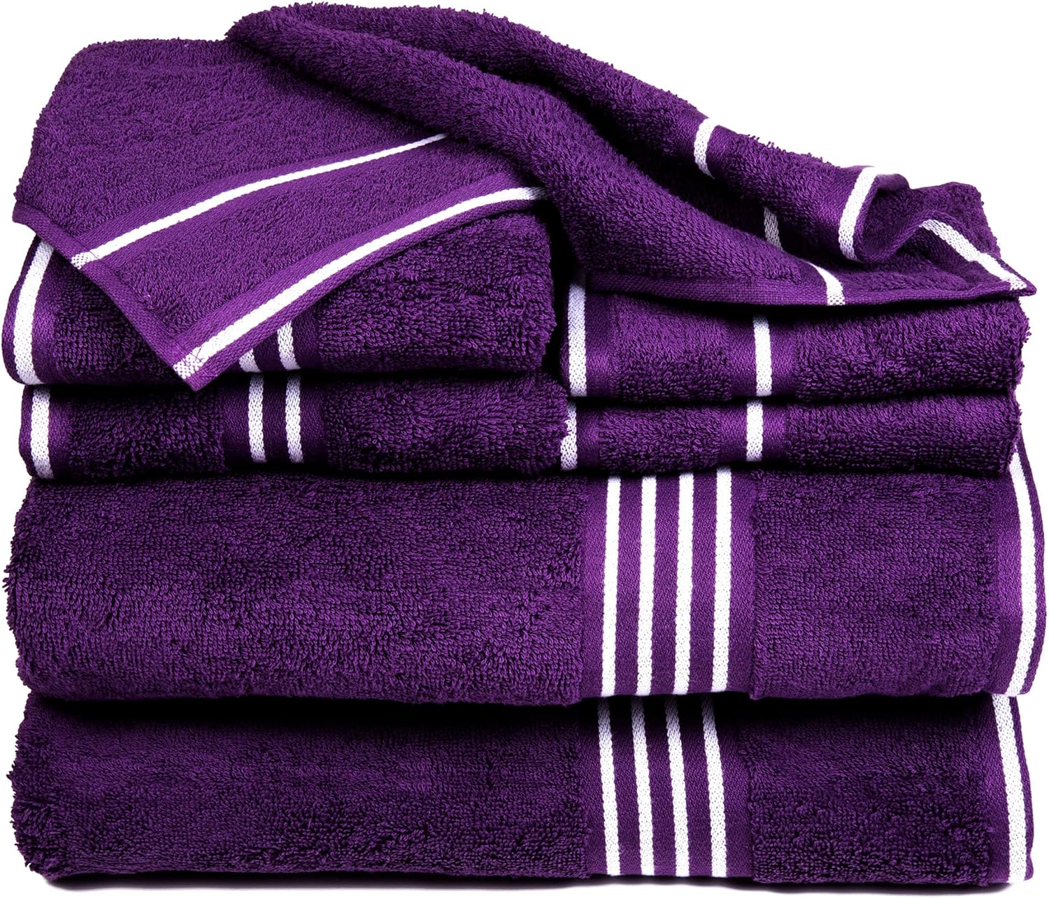 Lavish Home Rio 8 Piece 100% Cotton Towel Set - Black, Medium