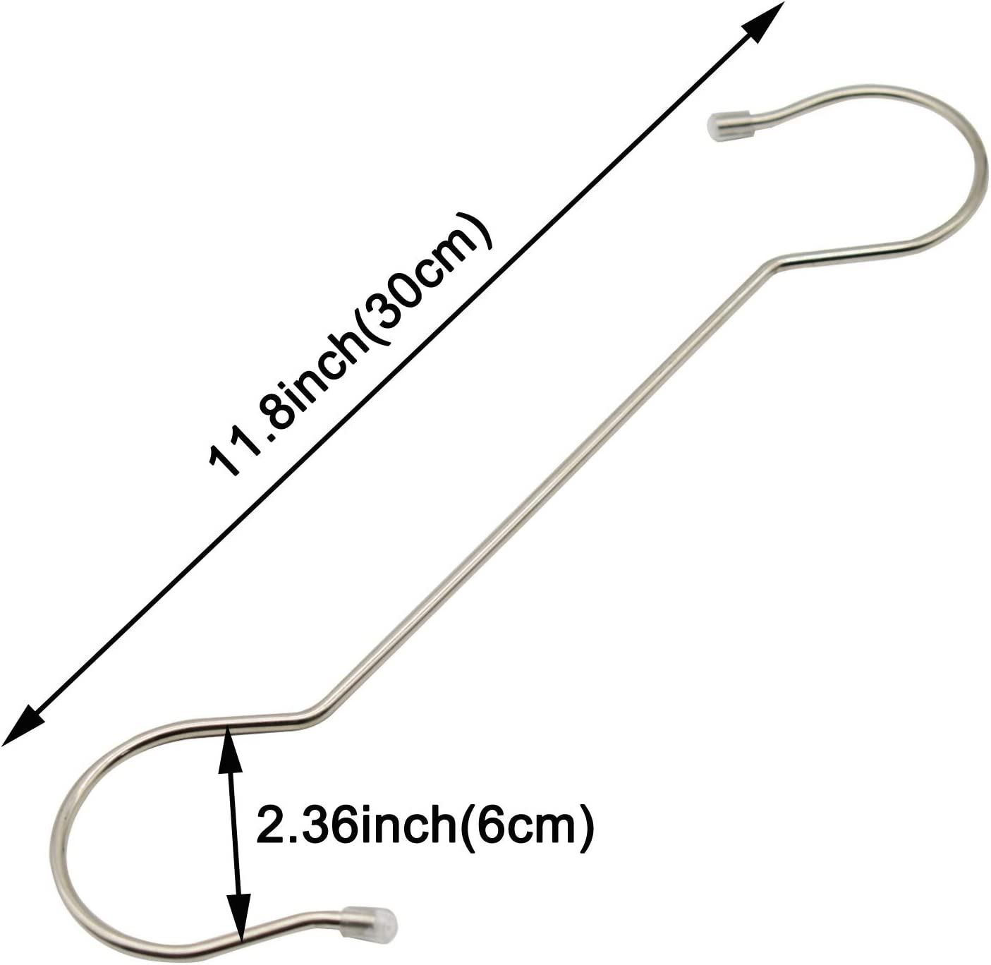 Maydahui 6PCS Extra Long 12Inch (30Cm) S Shaped Hooks Large Size Stainless Steel Metal Hooks for Bird Feeder Plant Hanger Tree Branch Hook Clothes Outdoor Lights