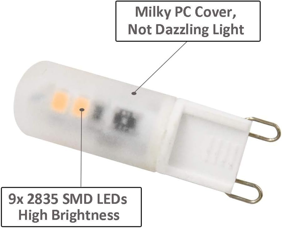 Bonlux 2W G9 LED Capsule Light Bulb Warm White 3000K 18W-20W Halogen G9 Bulbs Equivalent AC 220-240V 360 Degree LED Energy Saving Mini G9 Lamp (6-Pack, Non-Dimmable) image number 5