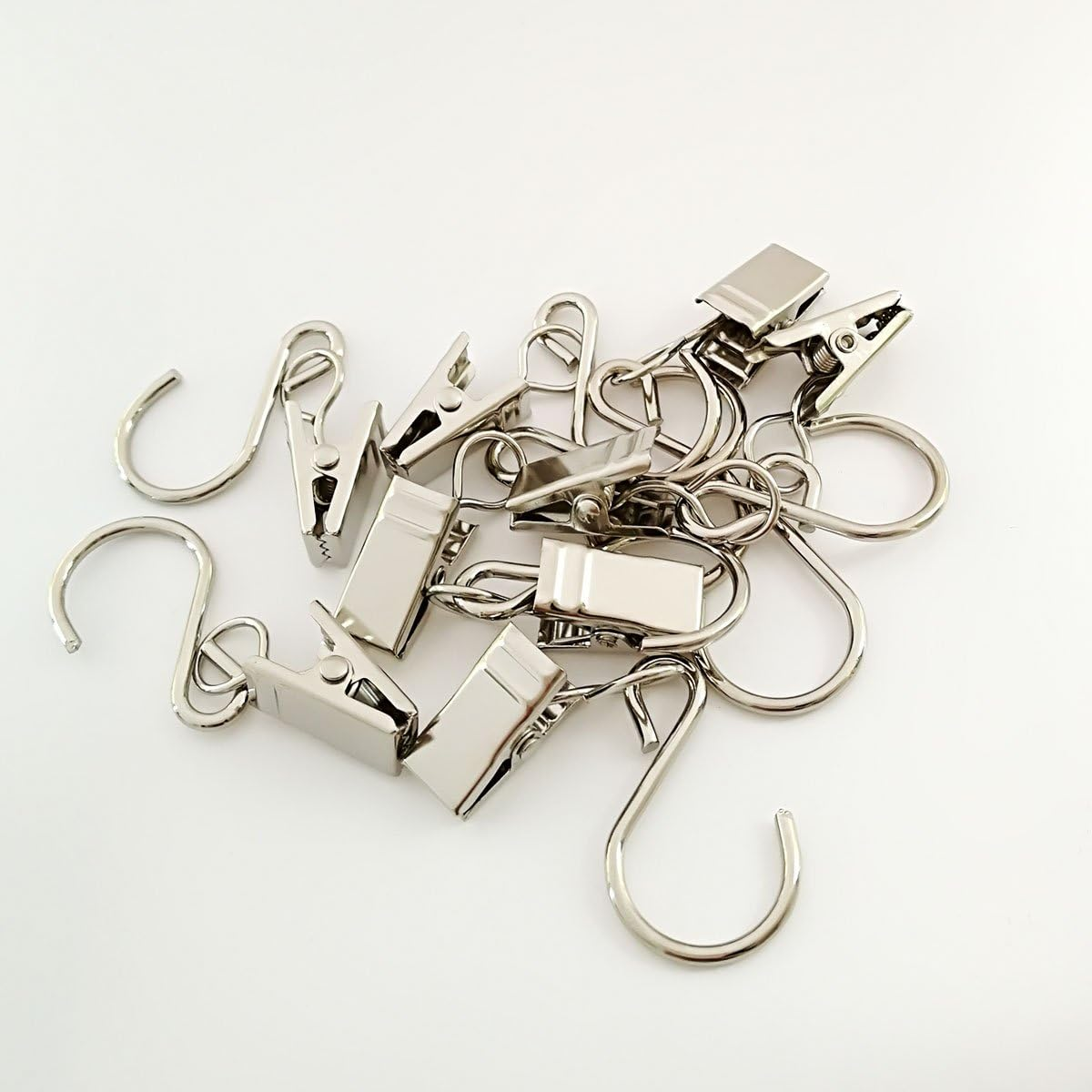 Stainless Steel S Hooks Curtain Clips,30 Pcs Hanging Party Lights Hangers, Curtain Hooks, Apply to Outdoor Light Strings Hooks Courtyards Camping Tents Christmas Decorations Clips image number 5