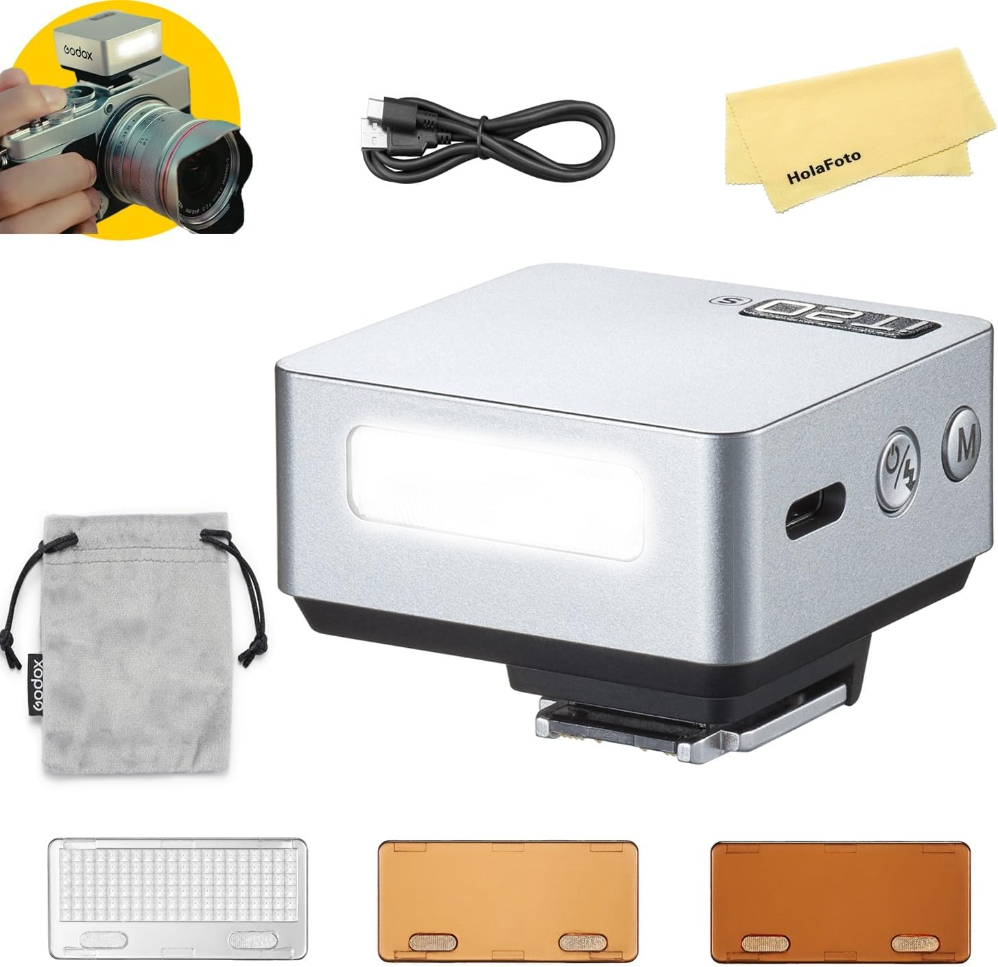 GODOX It20 R It20R TTL Camera Flash for Ricoh Camera Flash Speedlite Speedlight Light with 7.4V/300Mah Lithium Battery,1.5S Recycle Time,700 Full-Power Flashes,Ultra Compact,Magnetic Color Filter