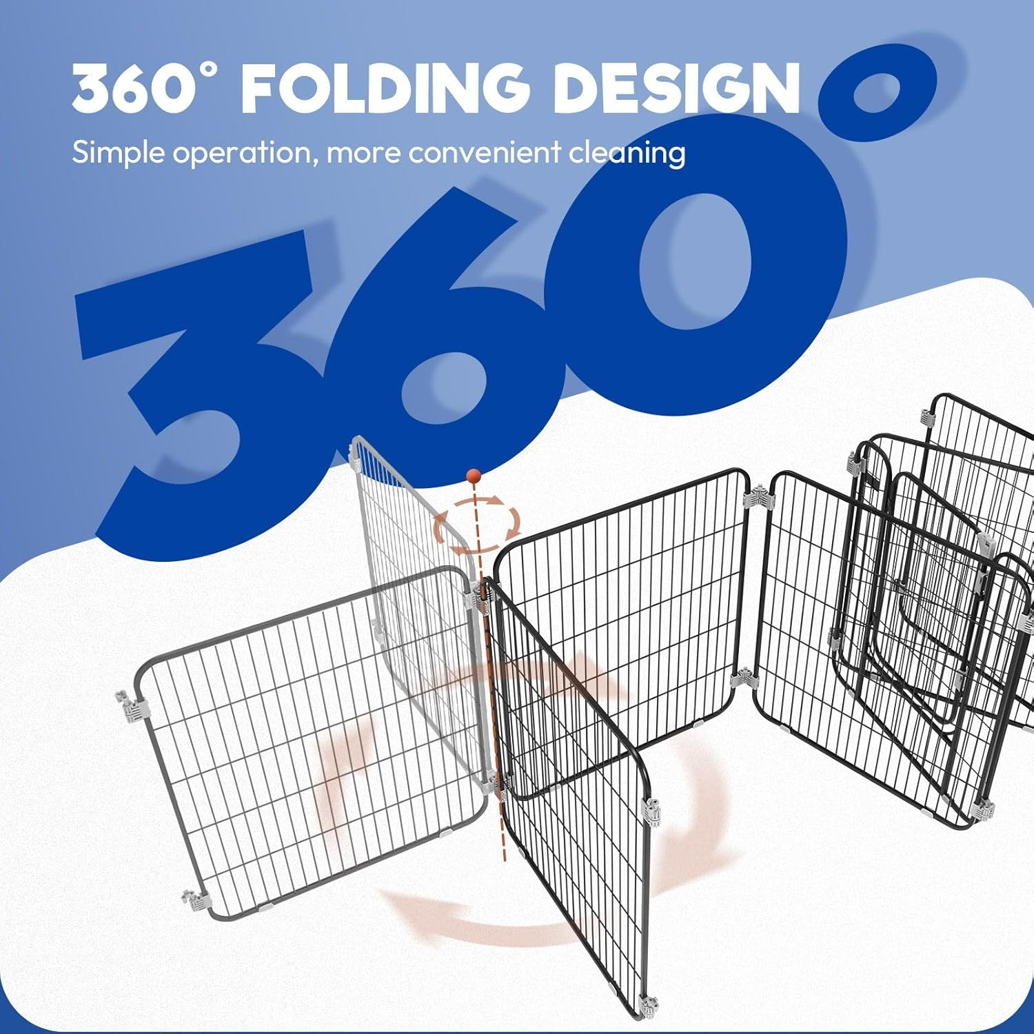 Pet Scene 32" Large Dog Kennel Cage 6 Panels, Pet Playpen DIY Pet Fence Puppy Pen Rabbit Playpen Crate Ferret Guinea Pig Bunny Barrier Gate Outdoor Indoor image number 1