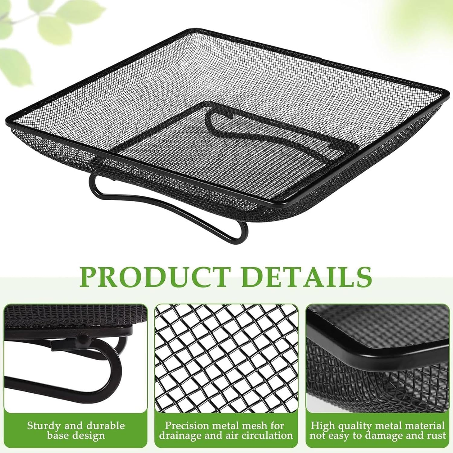 Bird Feeders for Outdoors,Ground Humming Bird Feeder Tray | Metal Mesh Bowl Feeding Supplies Station, Pet Supplies for Bunny Crow Blue Jay Squirrel Garden Decor Outside image number 1