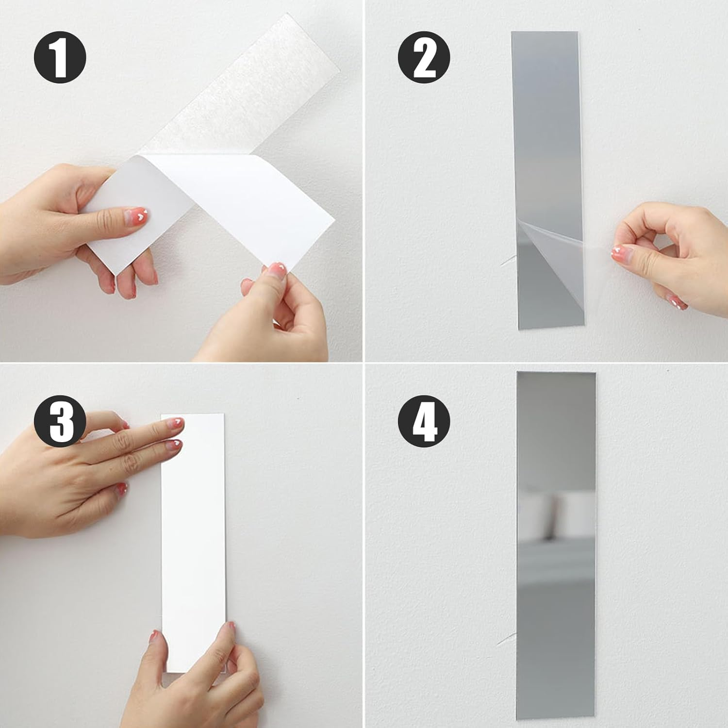 Mirror Wall Stickers, 10PCS 5 X 20Cm Silver/Gold/Black Self Adhesive Acrylic Mirror Stickers, Multifunctional Decorative Wall Decal for Living Room (Silver) - Gold image number 2