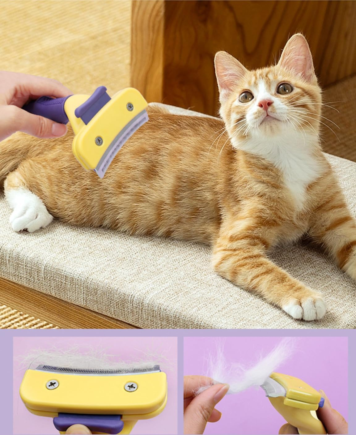 Pet Grooming Comb for Cats and Dogs - 2-In-1 Dematting and Deshedding Brush with Thinning Blade & Double-Sided Detangling Comb, Safe for All Coat Types image number 1