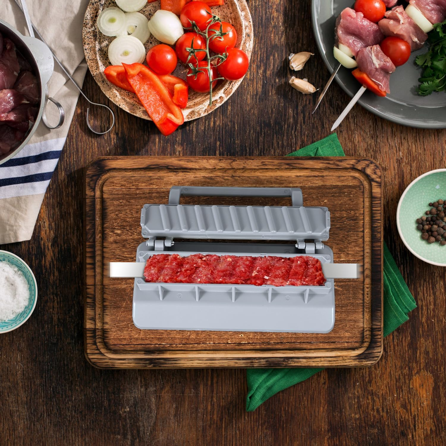 Kebab Maker, Easy Kebab Maker Press Kebab Press Machine Barbecue Skewer Maker Grill Reusable Manual BBQ Kabob Mould Utensils for Handmade Kebab Barbecue Party image number 2