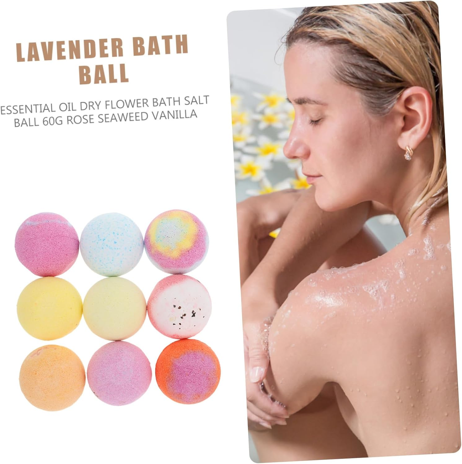 TOVINANNA 9Pcs Essential Oil Bath Bomb Balls Boys and Girls Bubble for Women Smooth Skin image number 3