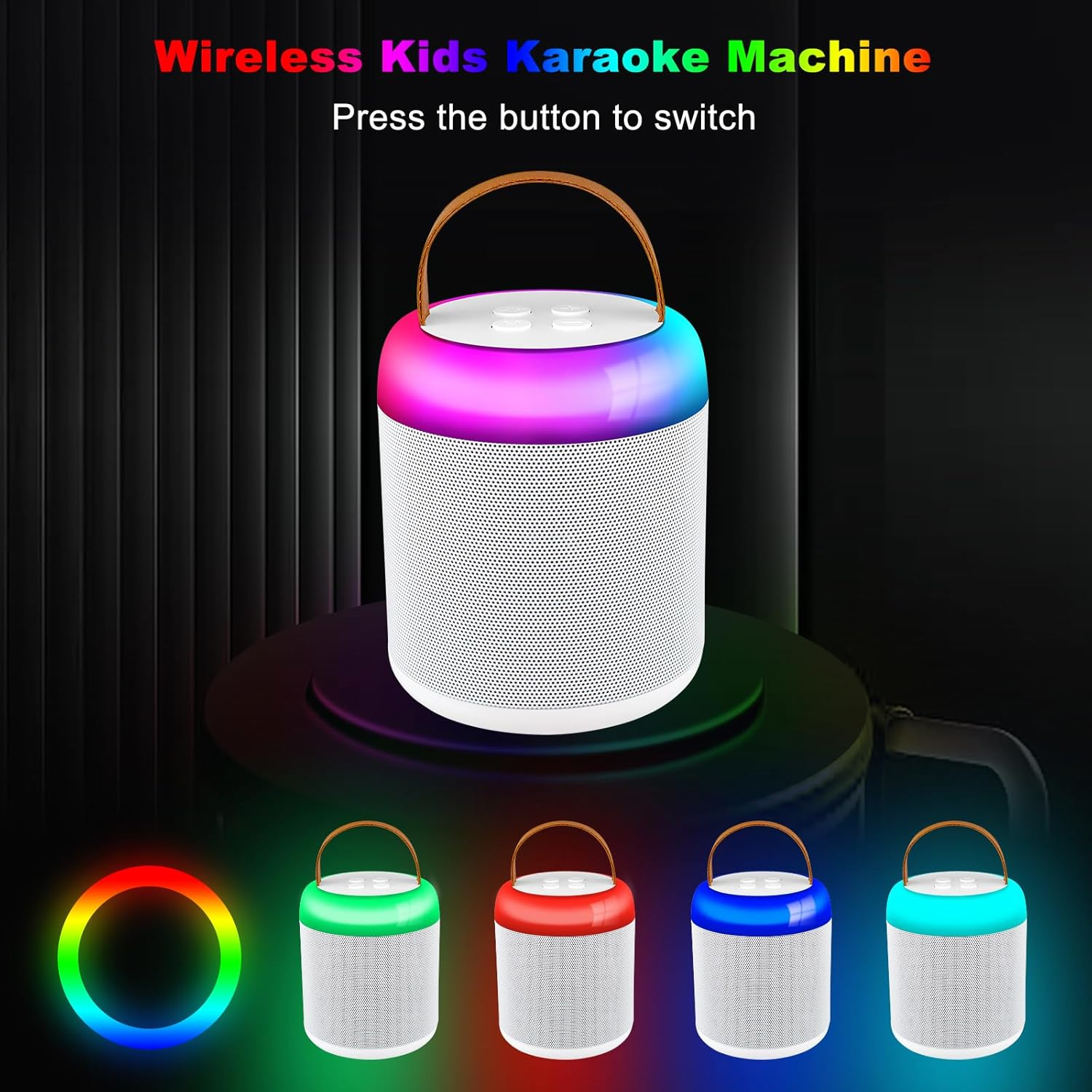 Aisuo Kids Karaoke Machine, Portable Bluetooth Speaker with 2 Wireless Microphones, Dynamic Lights Karaoke Machine for Kids Adults, Birthday Party Home, Outdoor.