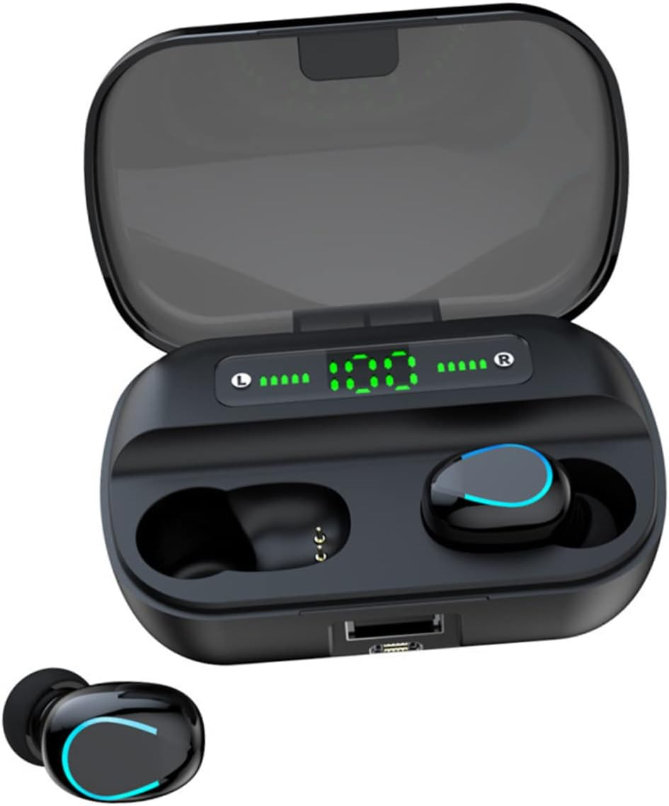 OKUMEYR Wireless Earbuds with Noise Cancelling Digital Display U Shaped Colorful Breathing Lamp Portable Earphones for Home and Outdoor Use Black image number 5