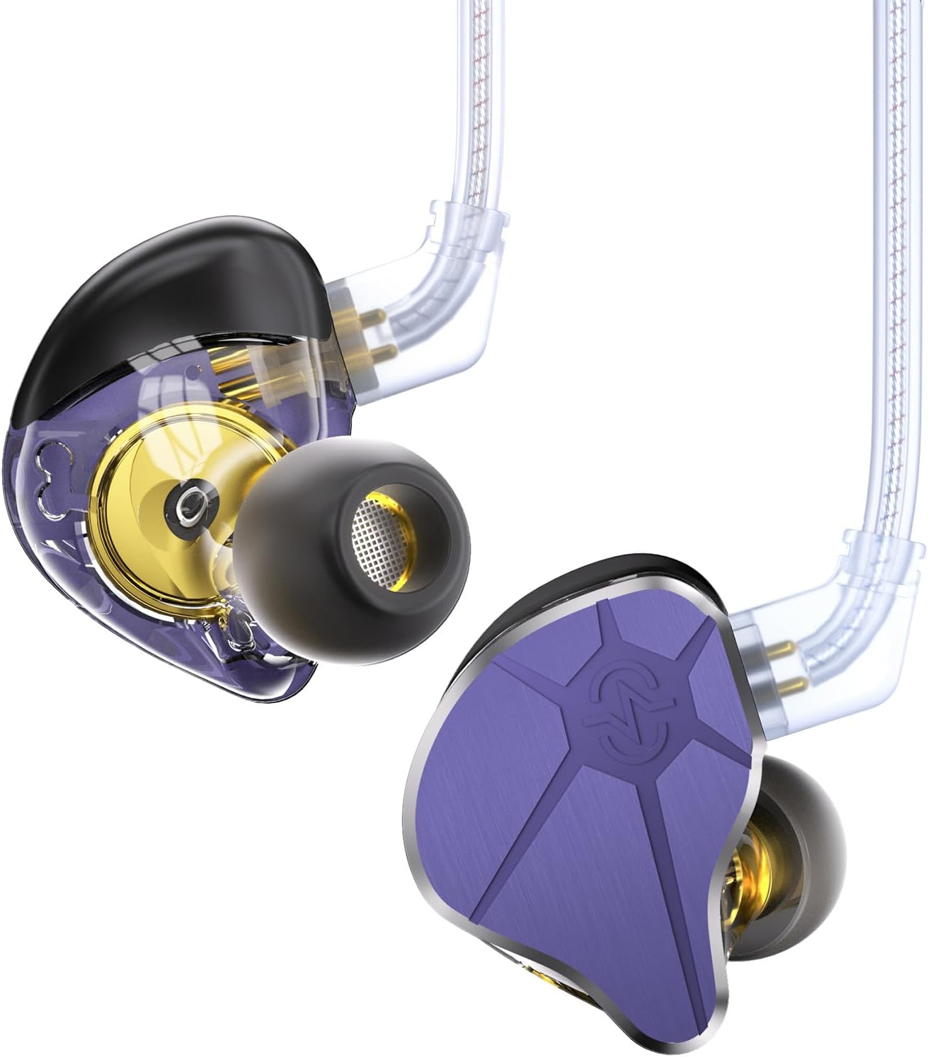 EZ EAR In-Ear Monitor CCZ BC04 Hifi Earphones DD & BA Dynamic Drivers Rich Details Cable Earphones IEM Deep Bass with 2 Pin Removable Cable for Phone PC Music Games (Black, Microphone)