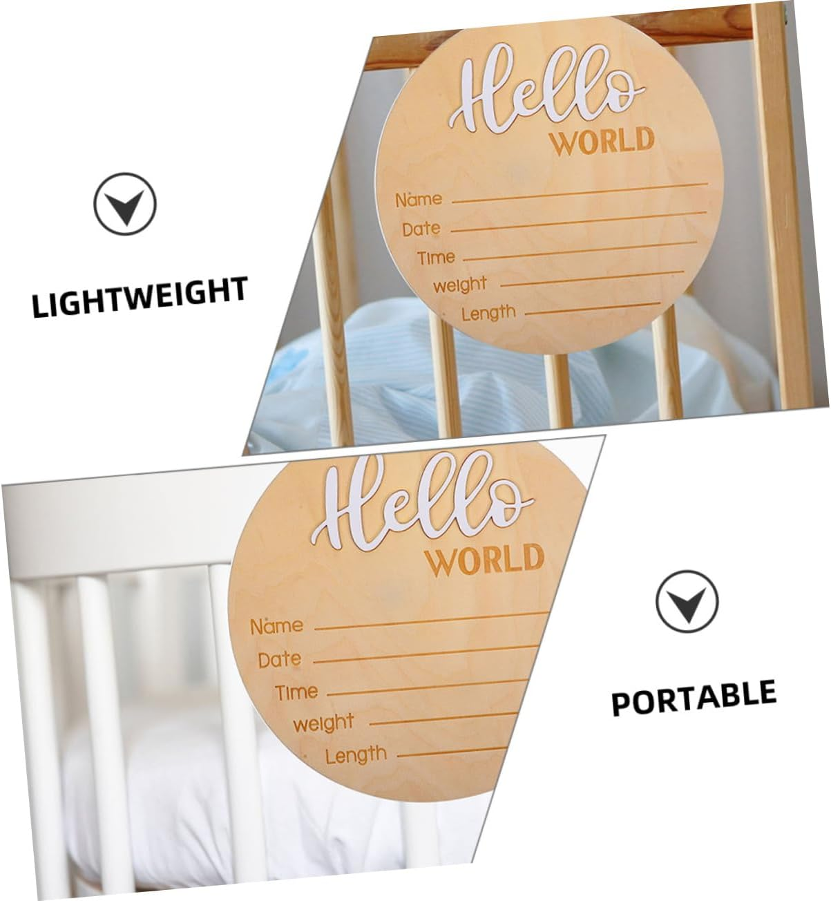 2Pcs Wooden Name Sign Newborn Announcement Birth Sign for Hospital Photo Prop Welcome