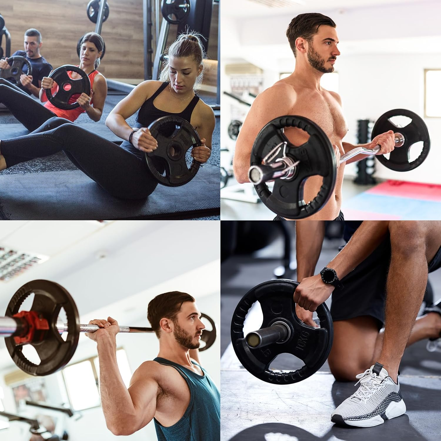 HCE Rubber Coated Olympic Weight Plates for Adjustable Dumbbells and Barbell Premium Quality Rubber Coated Weights Equipment Accessories for Body Building, Weightlifting, WOD, MMA, Crossfit, Fitness & Sports image number 2