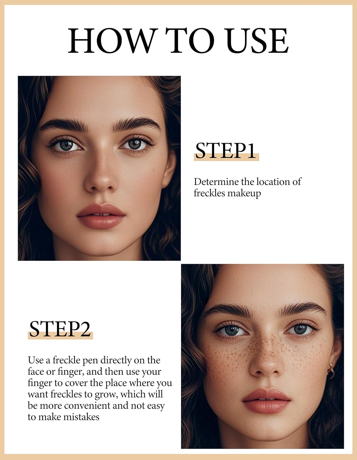 Erinde 2 Colors Natural Freckle Pen, Face Freckle Makeup Tool, Waterproof Long Lasting Quick Dry Freckles Tattoo Marker for Natural Sunkissed Makeup #02+#03 image number 1