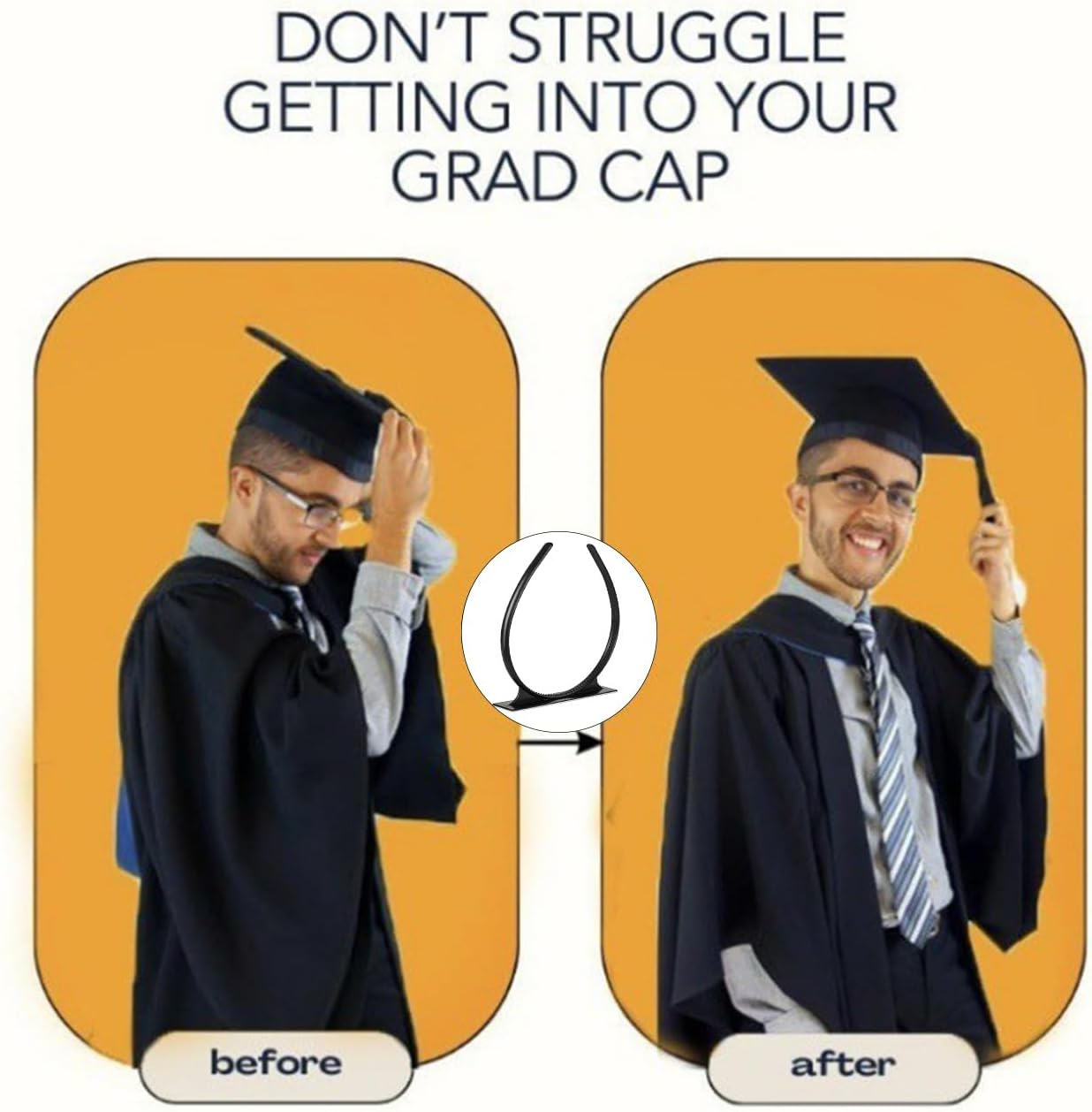 Rectangle Graduation Cap Headband Comfortable Wear Ensuring Holder Upgrade Grad Cap Headband Insert Firm Anti-Fall Hairband for Graduation Hairstyle Hat Accessories Hairband for Graduates Present