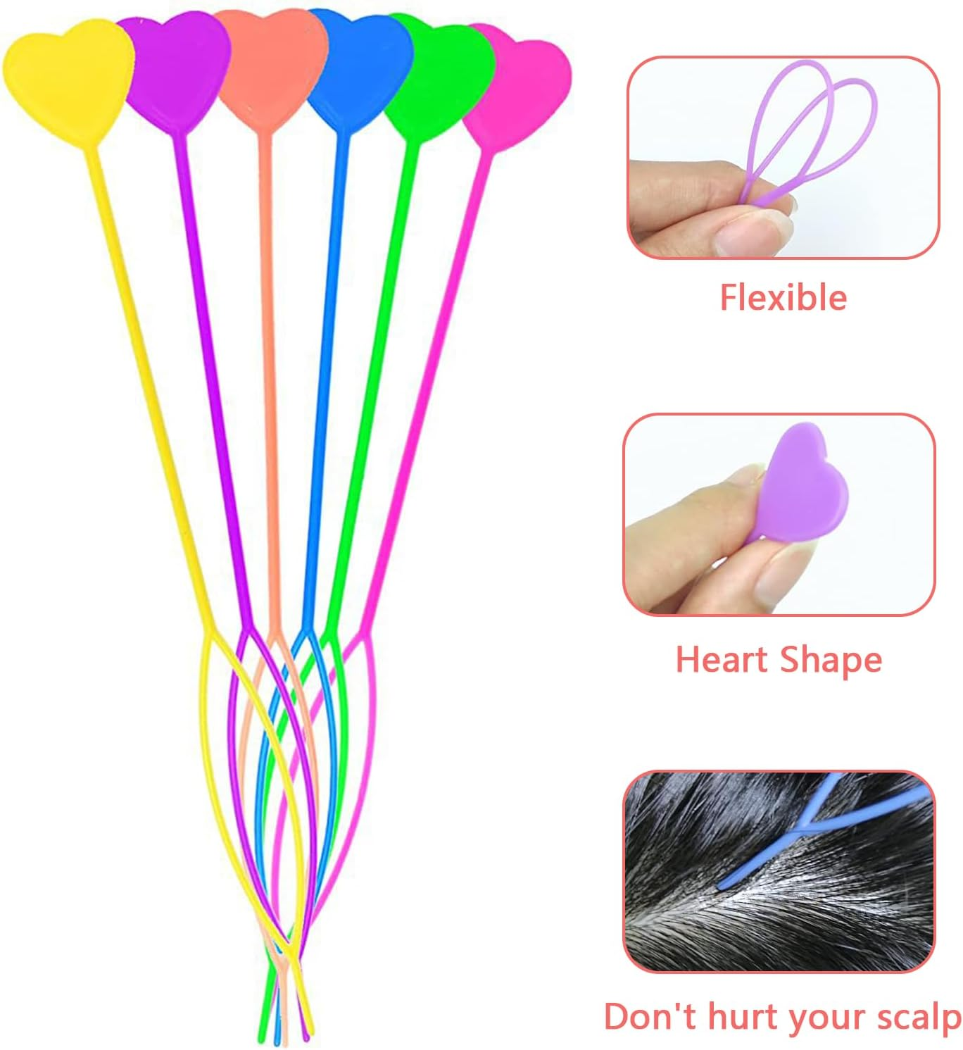 7 Pcs Hair Braid Tool Plastic Quick Beader Tool Hair Beader Tool Ponytail Maker Styling Tool Hair Styling Accessories for Hair Braid Hair Styling Accessories (Colorful) image number 5