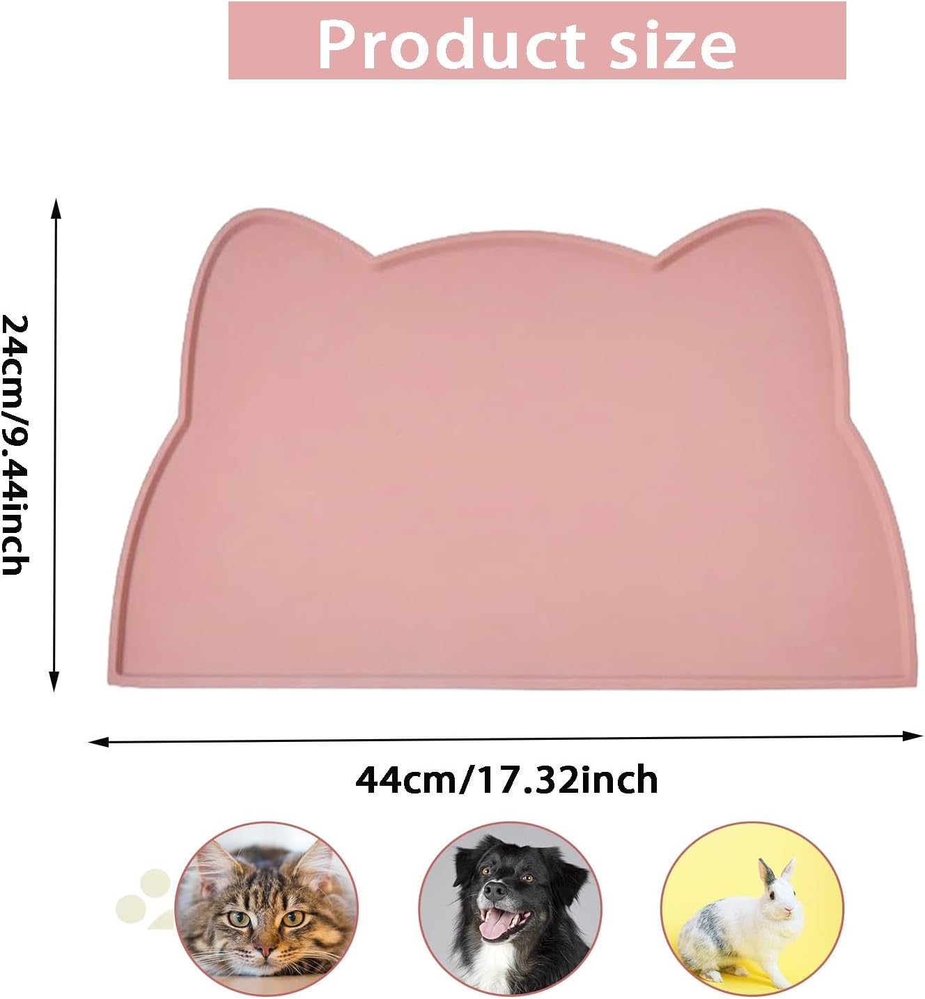 Lxcshljx 2Pcs Pet Feeding Mat, Silicone Cat Food Mat, 24*44 Cm Floor Non-Slip Dog Food Mat, Waterproof Pet Water Bowl Tray Cushion with Raised Edge, Pet Placemat to Prevent Food Spills, Water Runoff image number 1