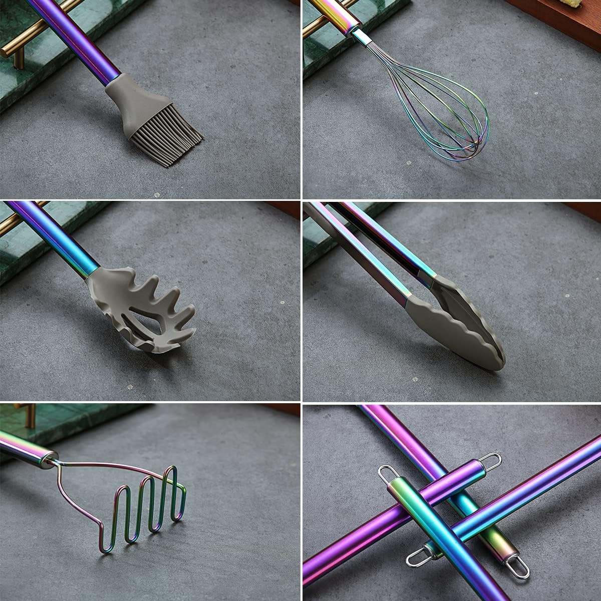 38 Piece Silicone Kitchen Cooking Utensils Set with Utensil Rack, Silicone Head and Stainless Steel Handle Cookware, Kitchen Tools, Non-Stick Kitchen Gadgets, Dishwasher Safe (Rainbow)