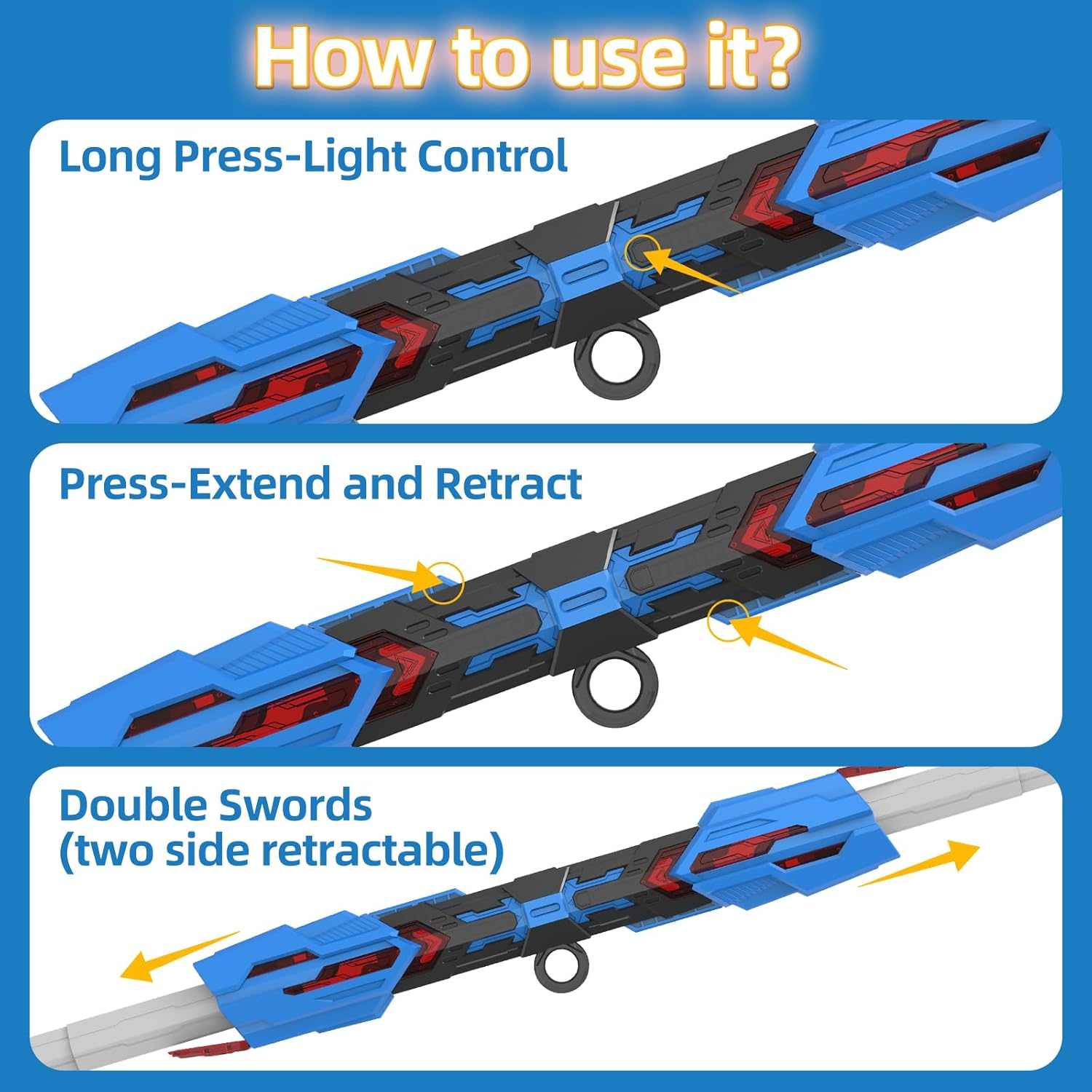 Skirfy Lightsabers for Kids,2 in 1 Lightsabers RGB 16 Lights Rechargeable Lights up Saber with FX Sound and Telescopic Handle Birthday Gift image number 4