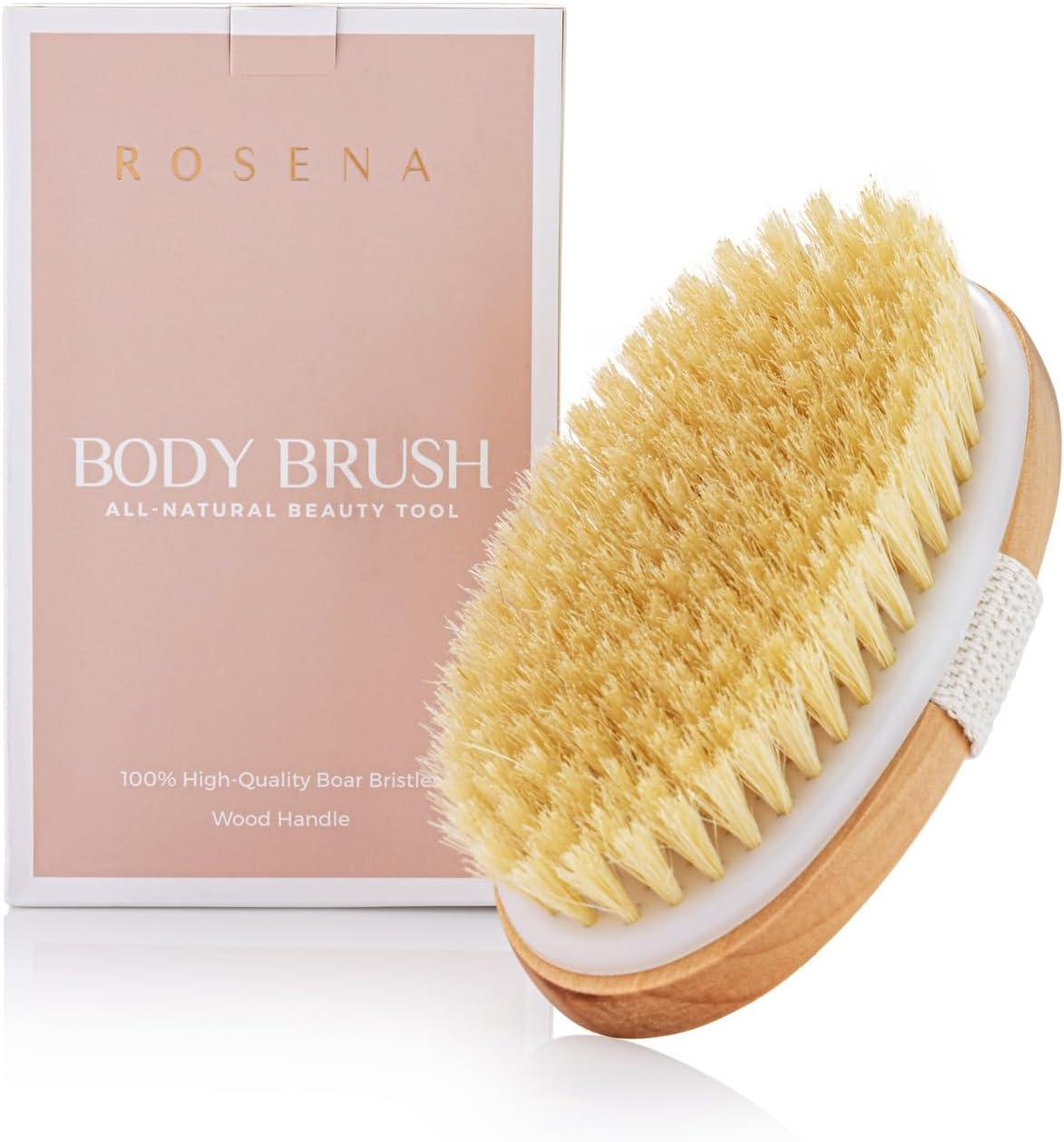 Dry Brushing Body Brush - Best for Exfoliating Dry Skin, Lymphatic Drainage and Cellulite Treatment - Organic Spa Exfoliator and Massage Scrub Brush with Natural Boar Bristles (Oval)