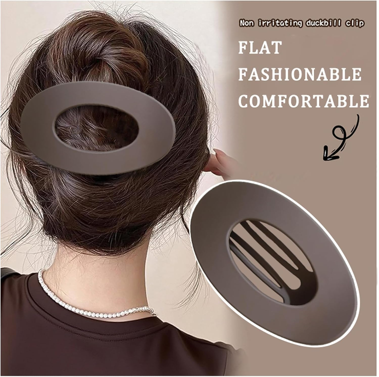 Ueiykoz Flat Claw Clips,4 Pack Strong Hold Flat Claw Clips French Clips Hair for Thick Thin Hair Non-Slip Lay down round Clips Barrettes for Women image number 2