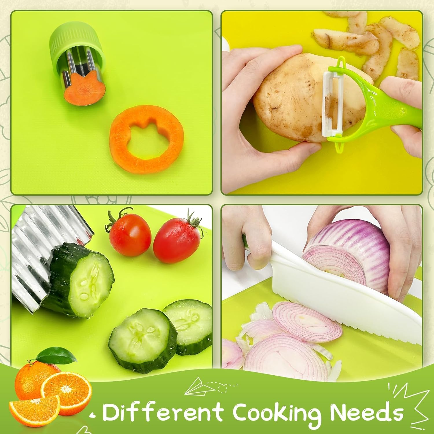 Montessori Kitchen Tools for Toddlers Kids Cooking Sets Safe Knife Set for Real Cooking Include Toddler Knives Cutting Boards Sandwich Cutters Peeler for Birthday (15 Pcs) image number 3