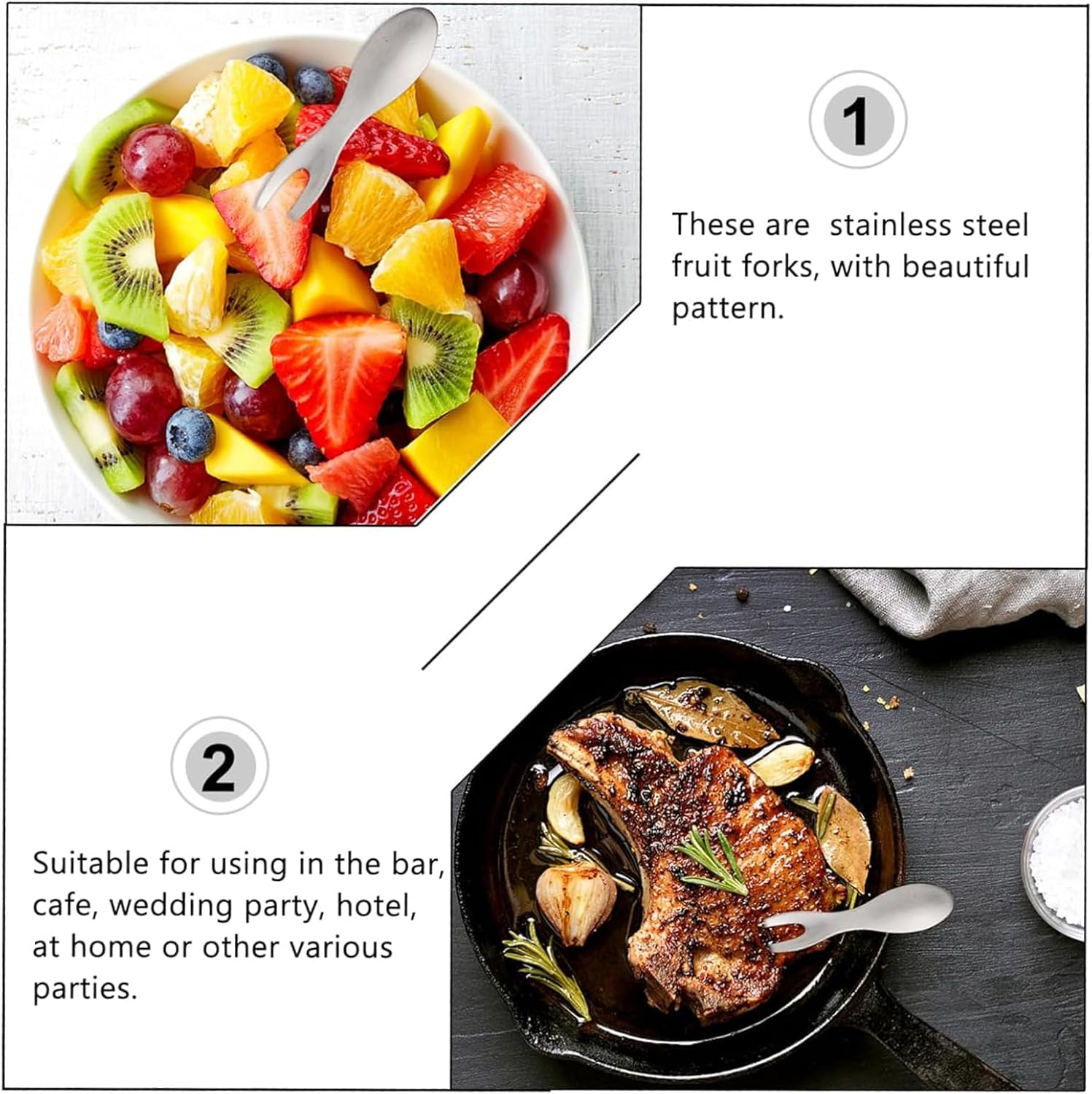 Rhoyee 10PCS Stainless Steel Corn Holders & Fruit Forks &ndash; Heat-Resistant Skewers for Corn on the Cob, Appetizers, BBQ, and Picnics &ndash; Ergonomic Handles for Safe and Comfortable Grip image number 3